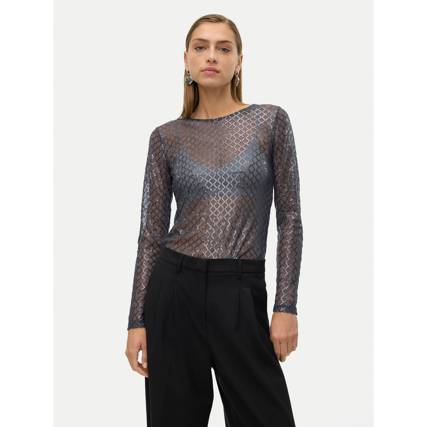 Vero Moda Bluzka Safina 10317016 Szary Regular Fit