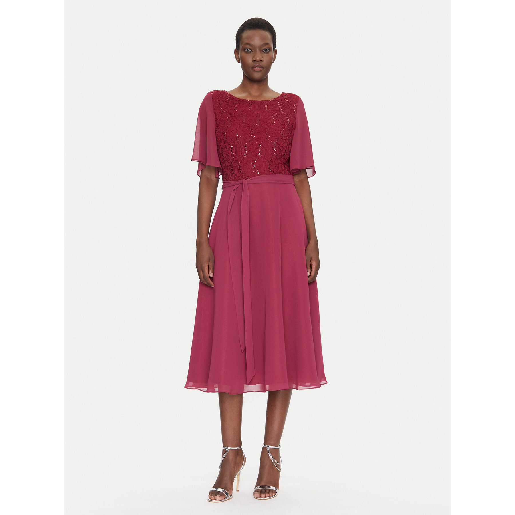 Swing Sukienka koktajlowa 5AI02500 Bordowy Regular Fit