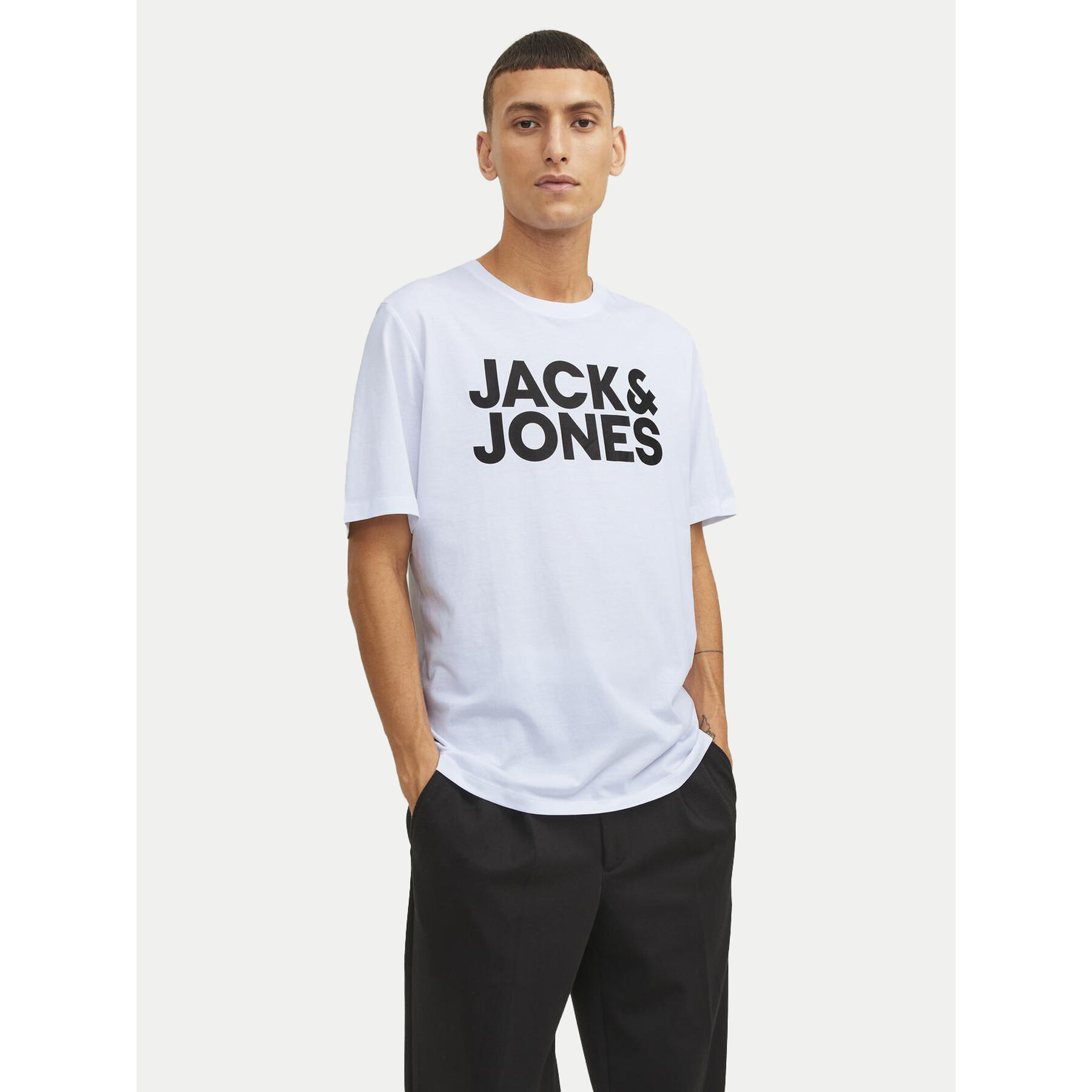 Jack & Jones T-Shirt Corp Logo 12151955 Biały Standard Fit