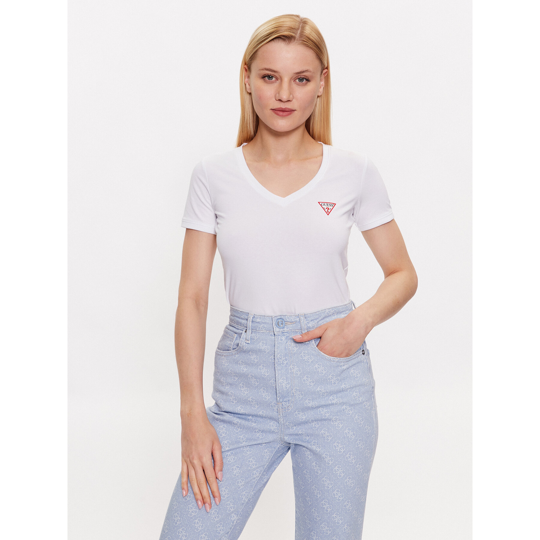 Guess T-Shirt W2YI45 J1314 Biały Slim Fit