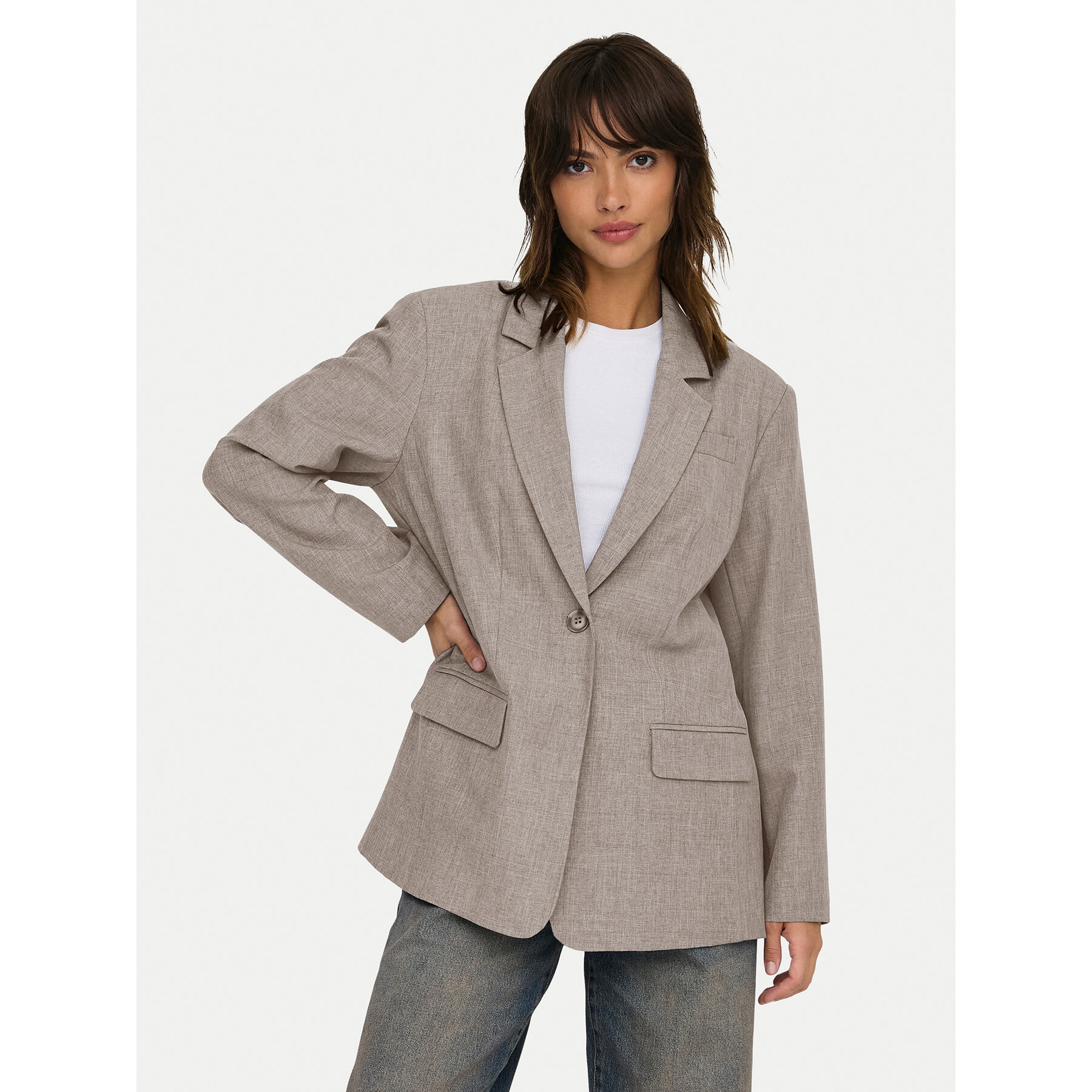 ONLY Marynarka Linda 15328158 Beżowy Oversize