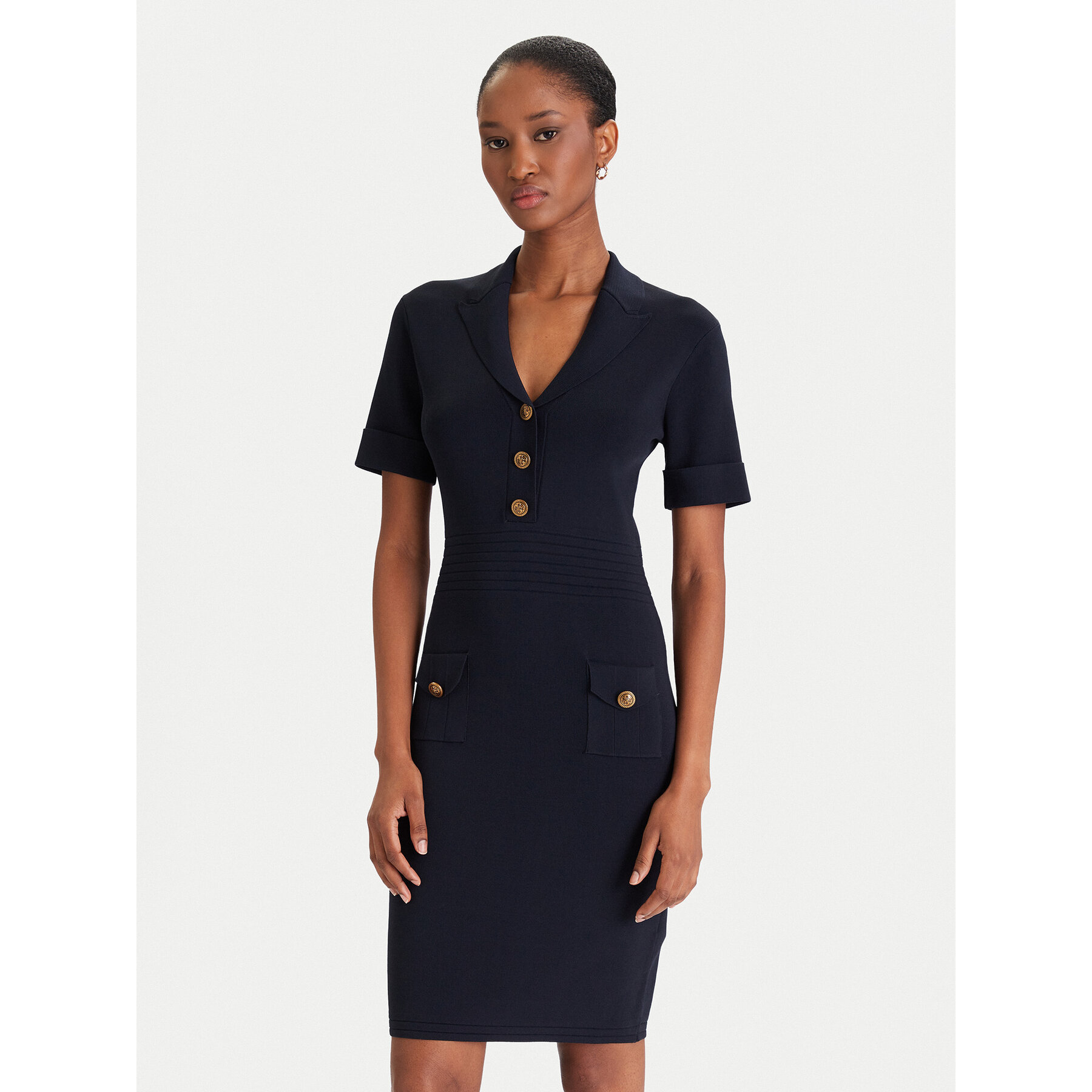 Guess Sukienka dzianinowa W5YK29 Z0130 Granatowy Slim Fit