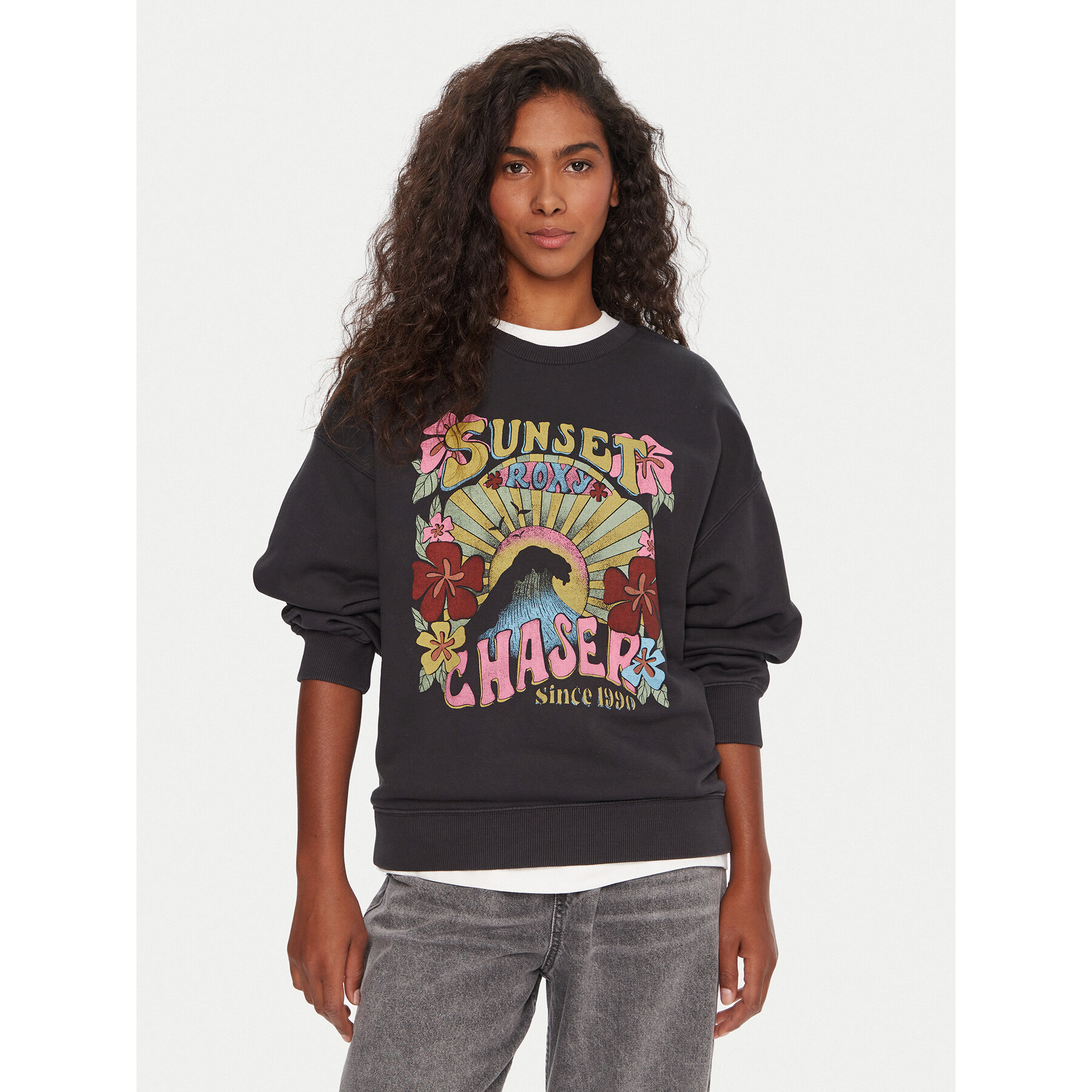 Roxy Bluza Lineup ERJFT05006 Czarny Relaxed Fit