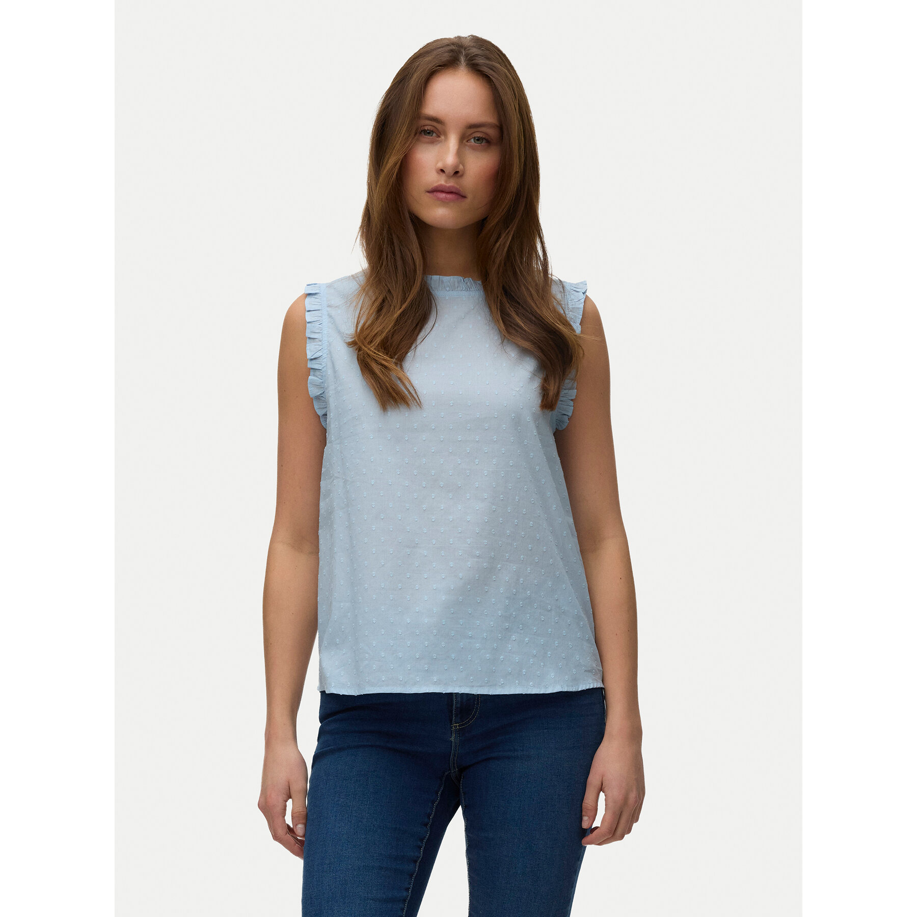 Vero Moda Top Trine 10342734 Niebieski jasny Regular Fit