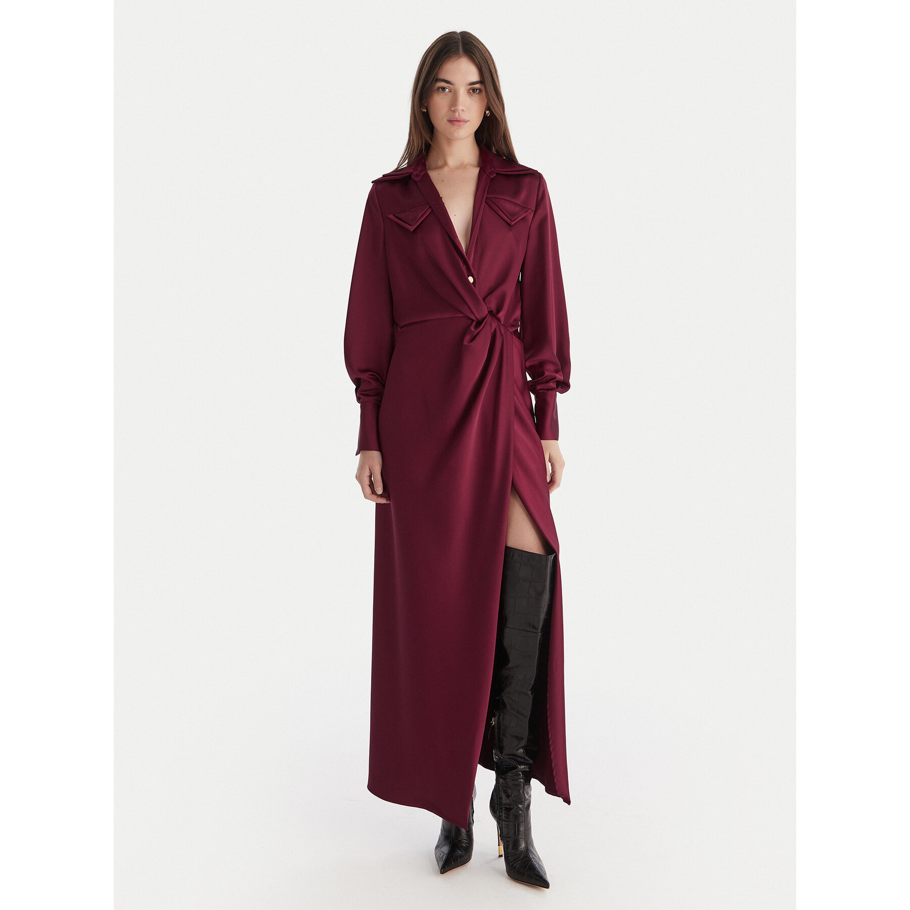 Babylon Sukienka wieczorowa ED0764 Bordowy Regular Fit