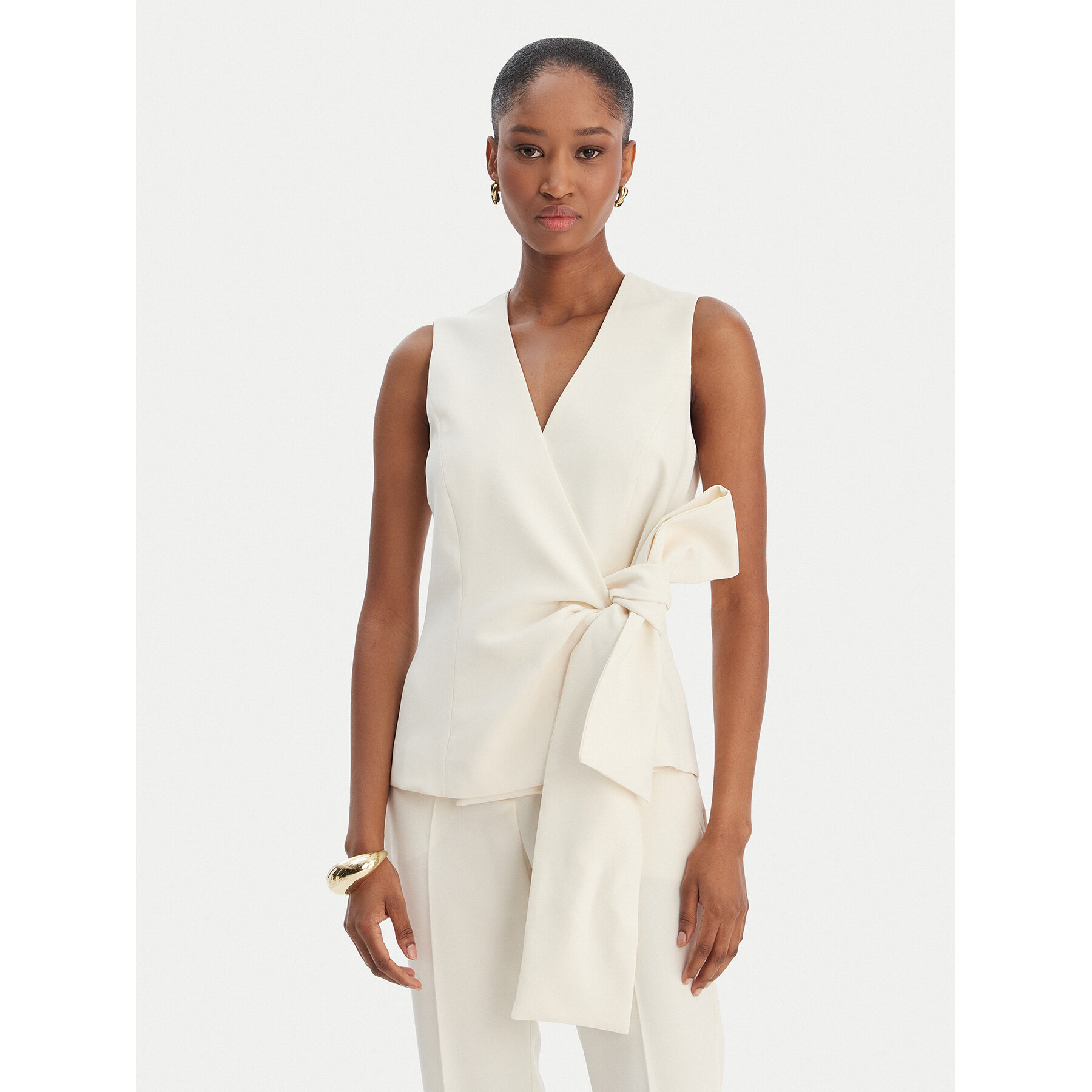 Marella Kamizelka garniturowa Lirica 2613161043 Écru Regular Fit