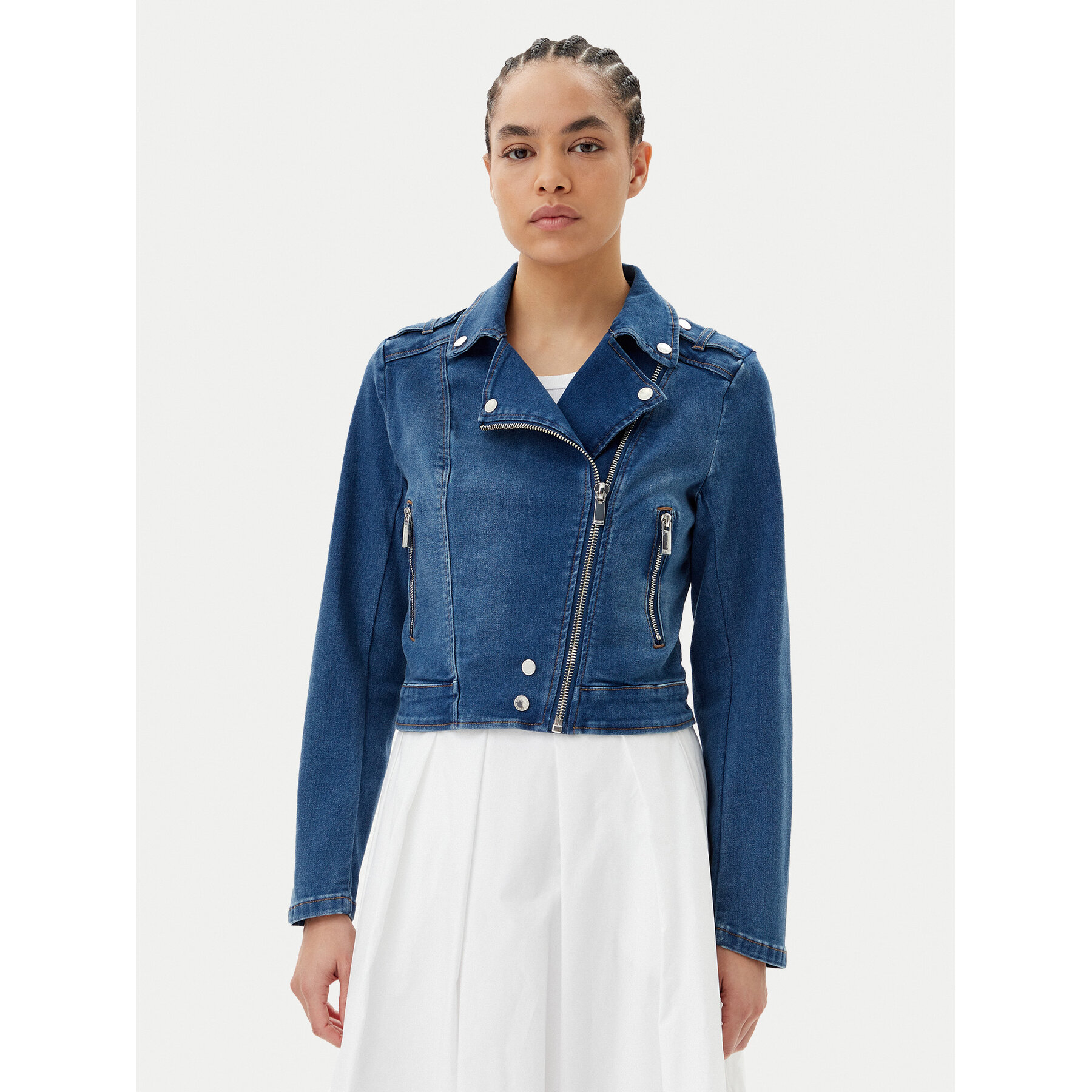 Morgan Kurtka jeansowa 241-VAMMY Niebieski Regular Fit