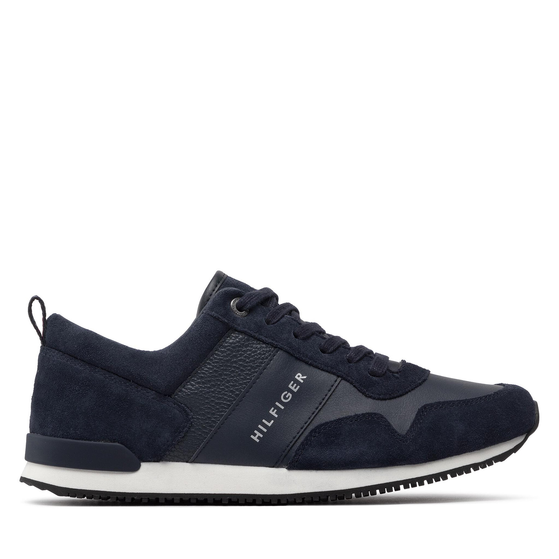 Tommy Hilfiger Sneakersy Iconic Leather Suede Mix Runner FM0FM00924 Granatowy