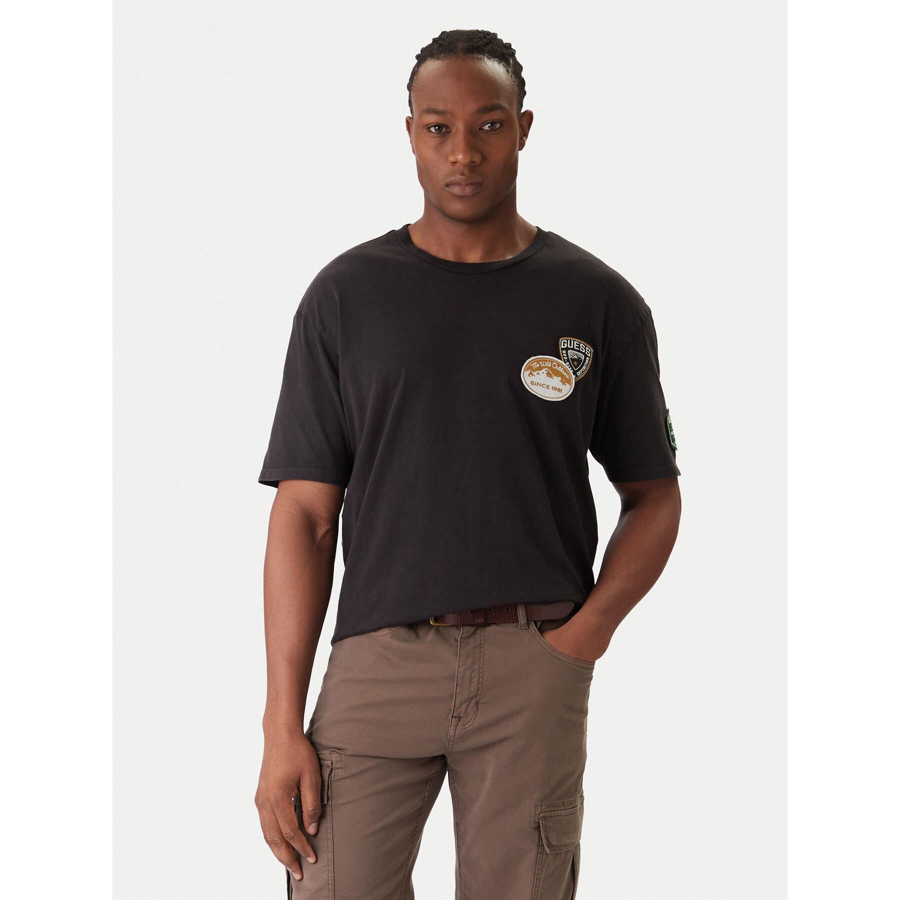 Guess T-Shirt M6RI07 KBW41 Czarny Regular Fit