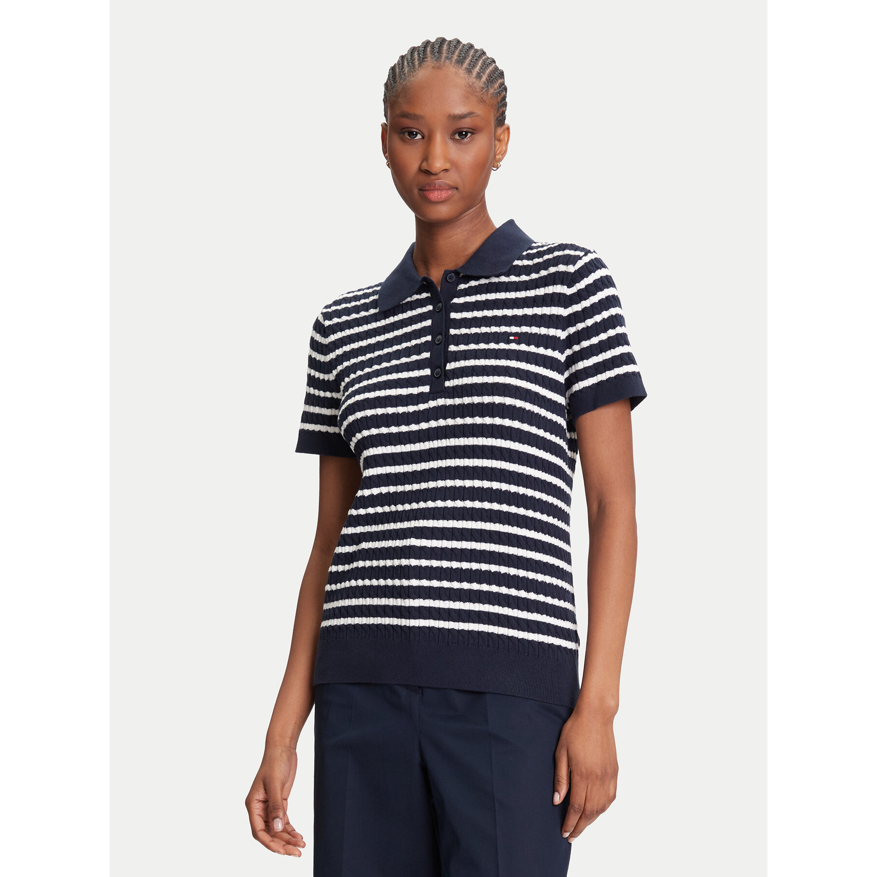 Tommy Hilfiger Polo Fine WW0WW41474 Granatowy Regular Fit