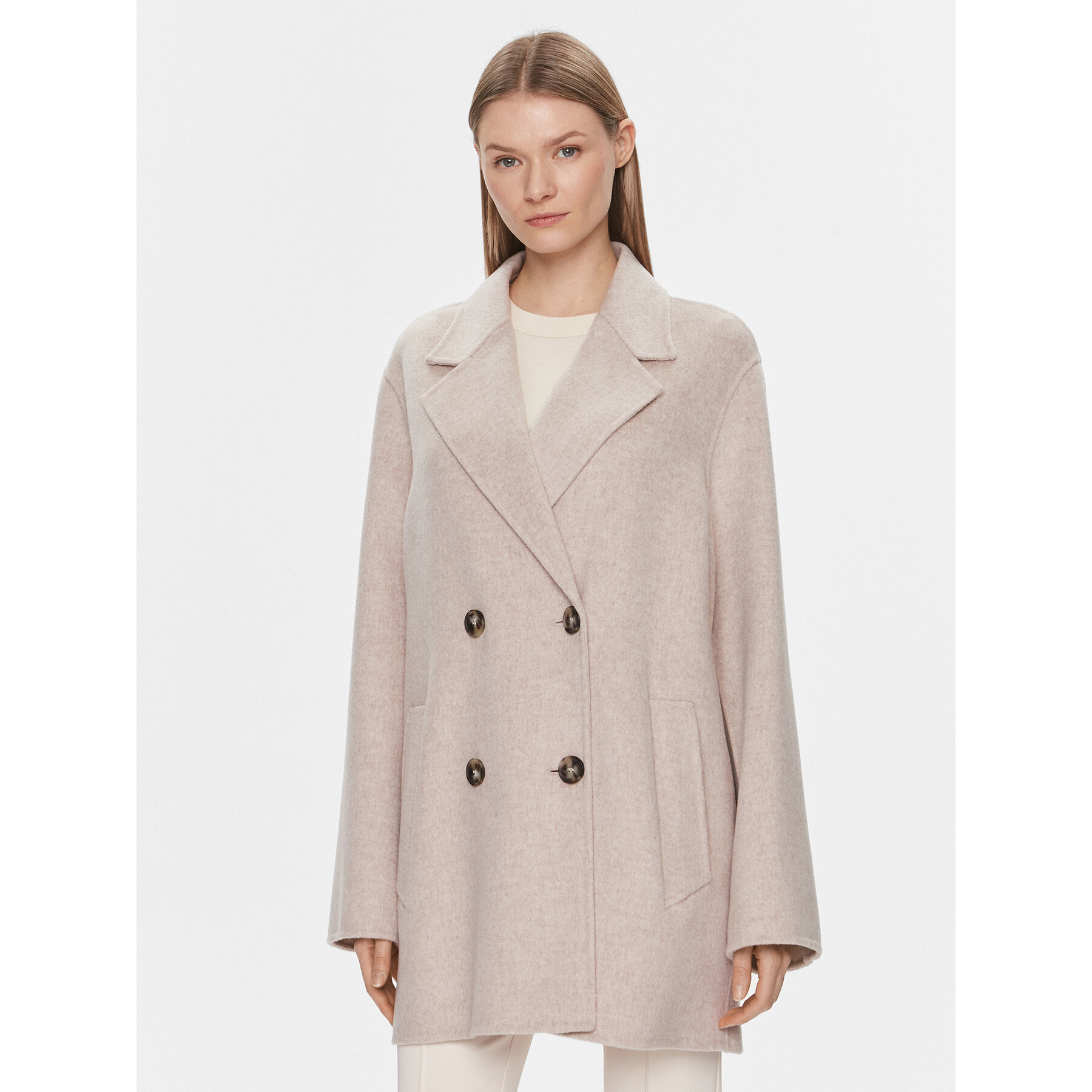IVY OAK Płaszcz wełniany IO111082 Beżowy Regular Fit