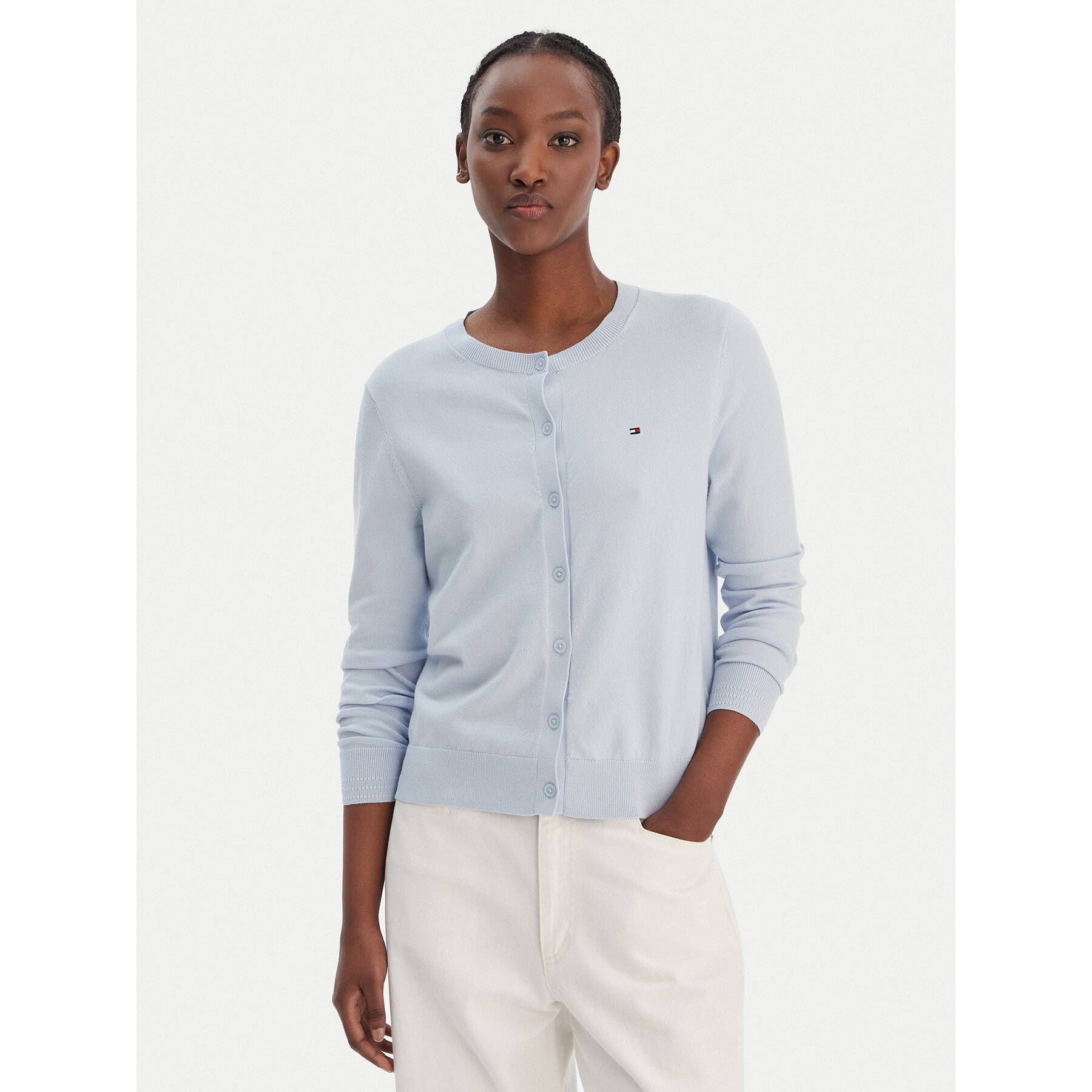 Tommy Hilfiger Kardigan WW0WW42370 Błękitny Regular Fit