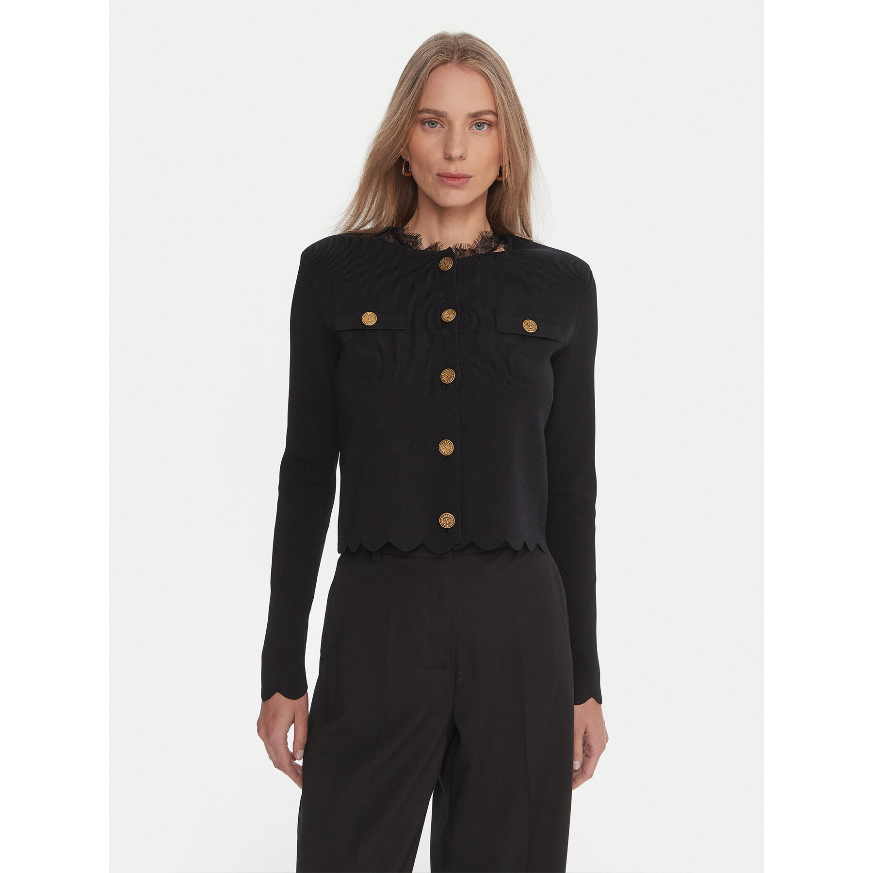 TWINSET Kardigan 252TP320A Czarny Regular Fit