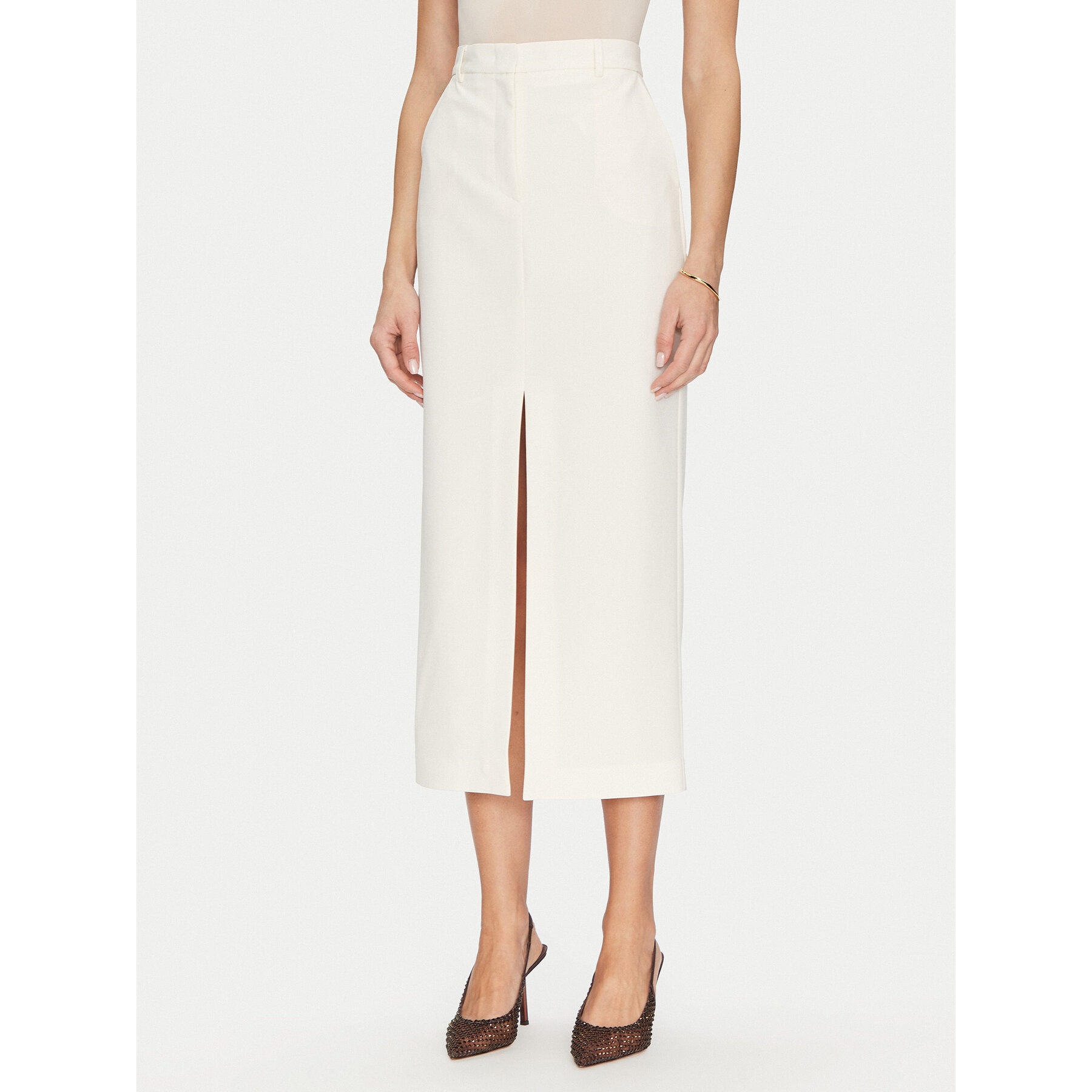 Simona Corsellini Spódnica ołówkowa P25CPGO01501 Beżowy Slim Fit