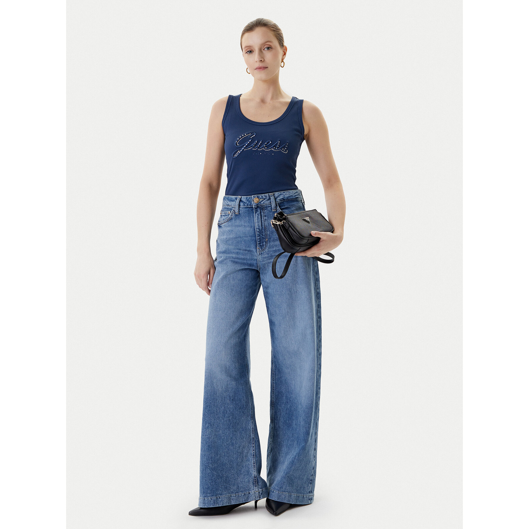 Guess Top W5YP00 KCXJ2 Granatowy Classic Fit