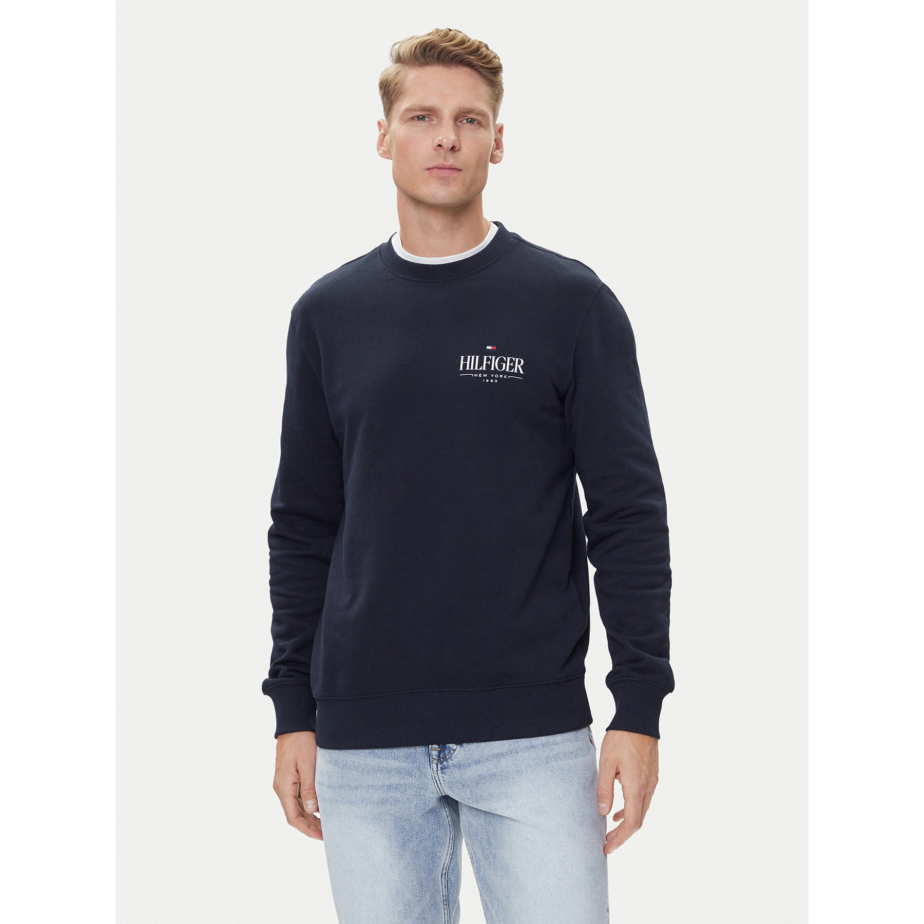 Tommy Hilfiger Bluza Stacked MW0MW39376 Granatowy Regular Fit