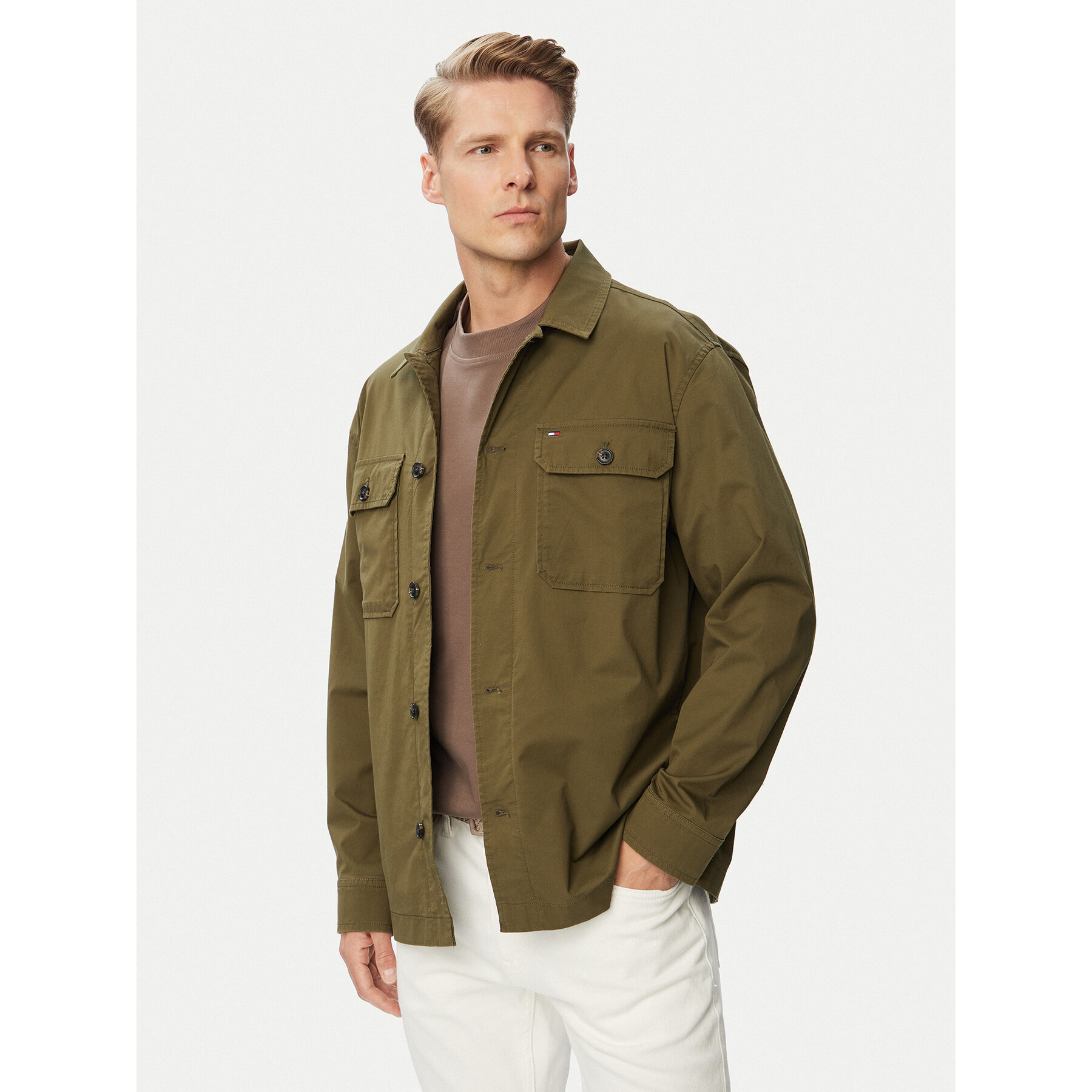 Tommy Hilfiger Kurtka przejściowa Blend MW0MW43471 Zielony ciemny Regular Fit