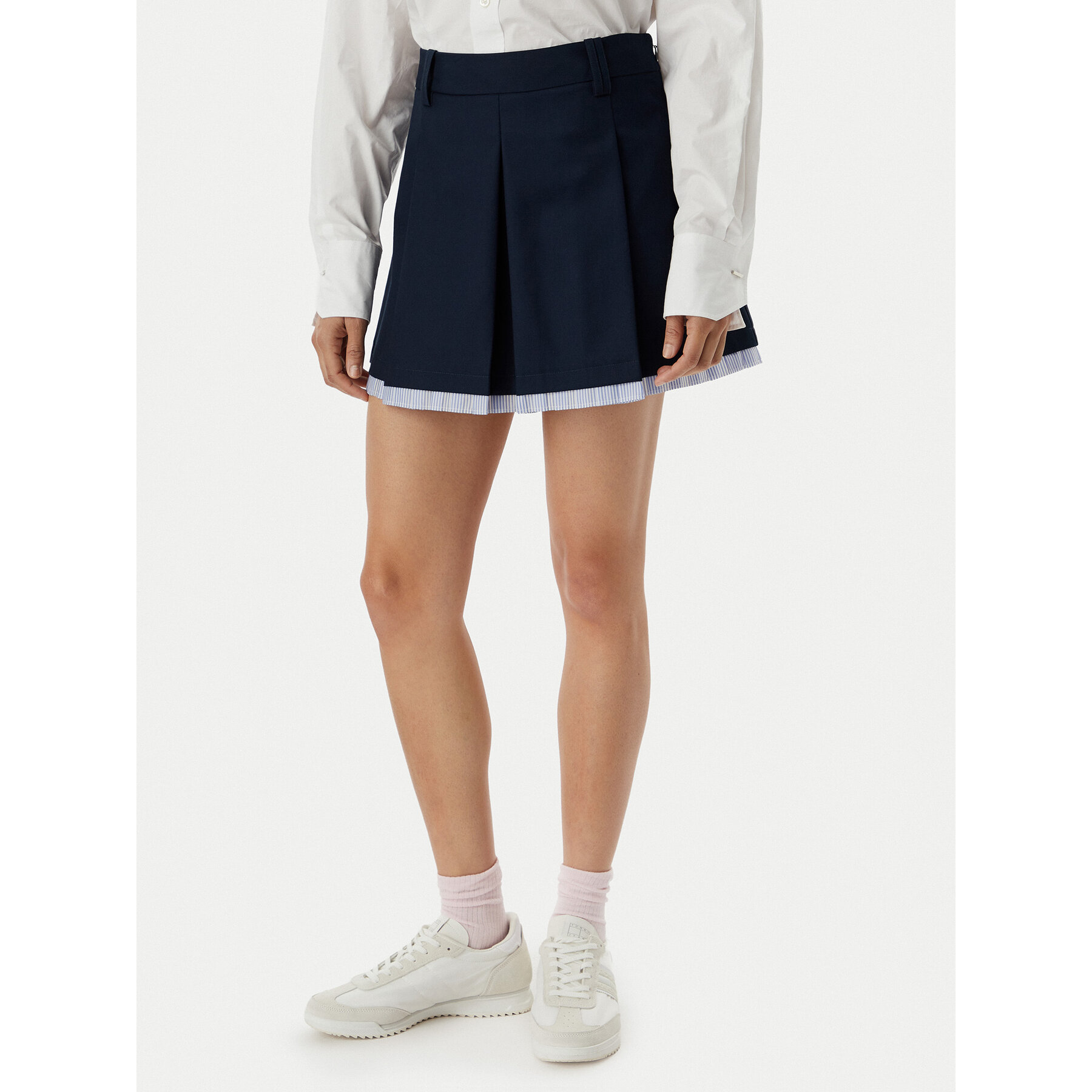 Tommy Jeans Spódnica trapezowa Varsity Pleated DW0DW22758 Granatowy Regular Fit