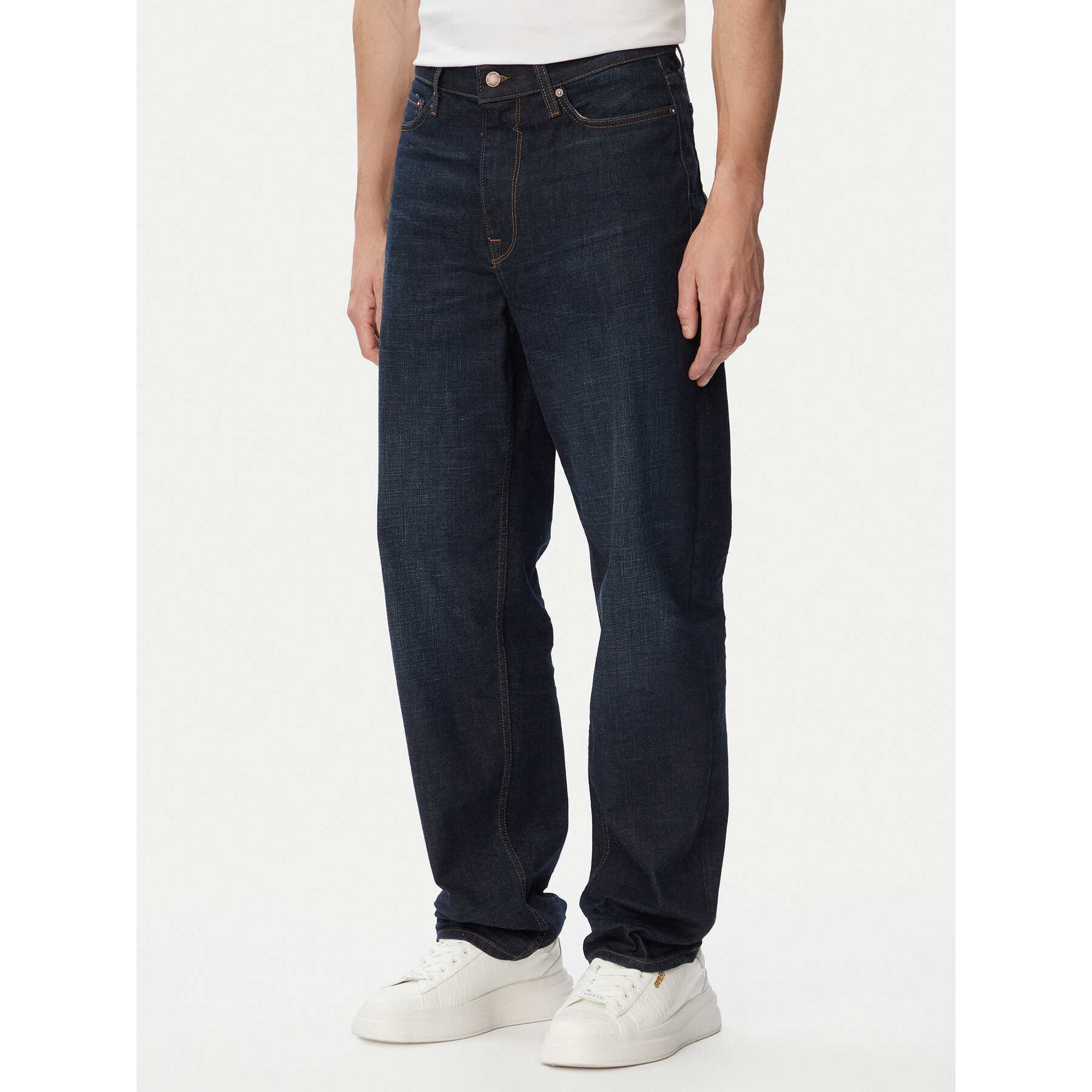 Guess Jeansy M6GA0P D1092 Granatowy Baggy Fit