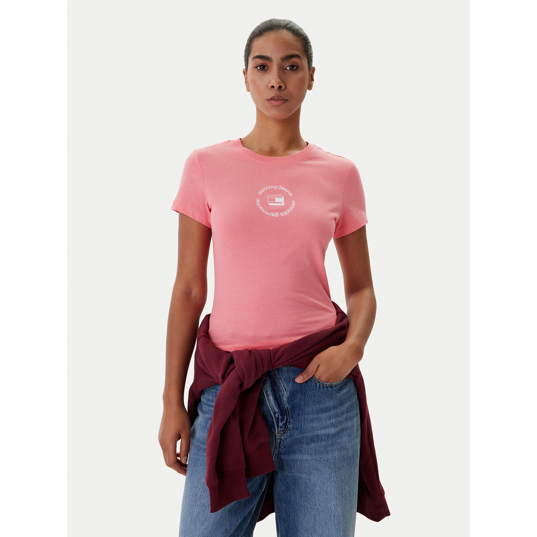 Tommy Jeans T-Shirt DW0DW22273 Różowy Slim Fit