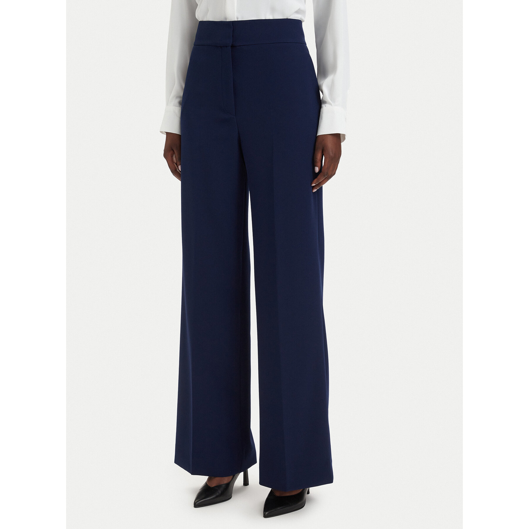 HUGO Spodnie materiałowe Himia-1 50566604 Granatowy Wide Leg