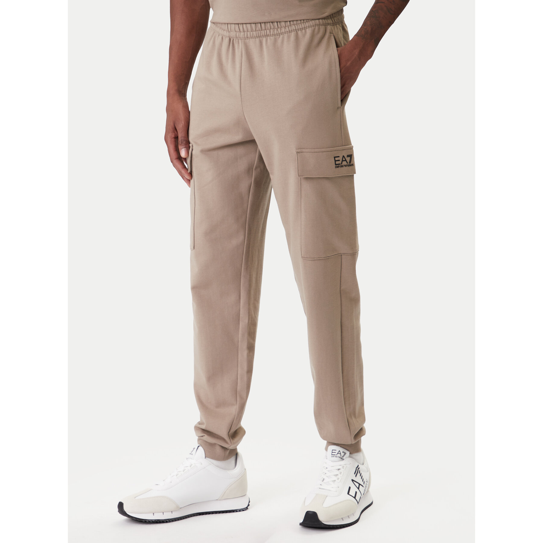 EA7 Emporio Armani Spodnie dresowe 8NPP67 PJVRZ U6167 Beżowy Regular Fit