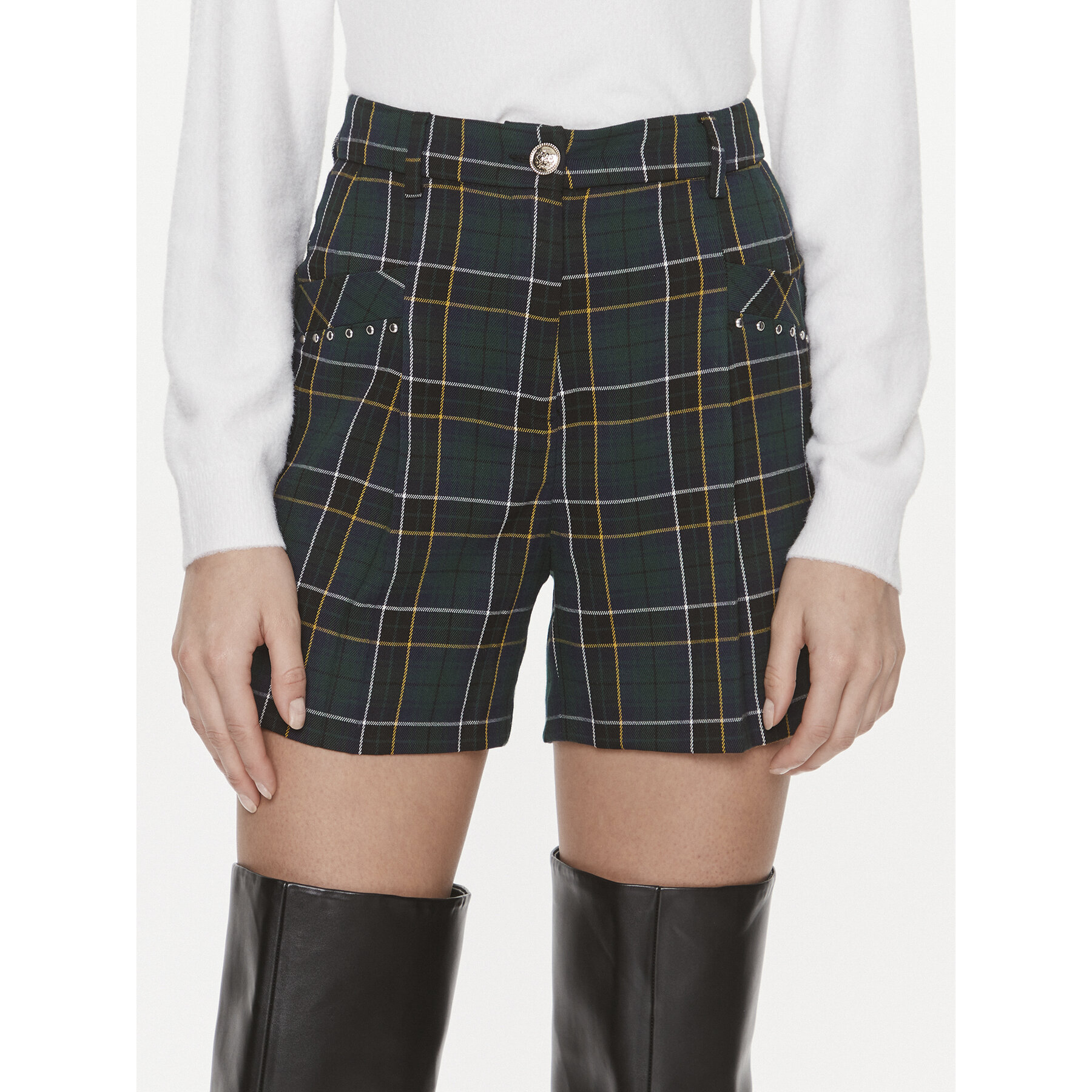 Liu Jo Szorty materiałowe MF3347 T4419 Zielony ciemny Relaxed Fit