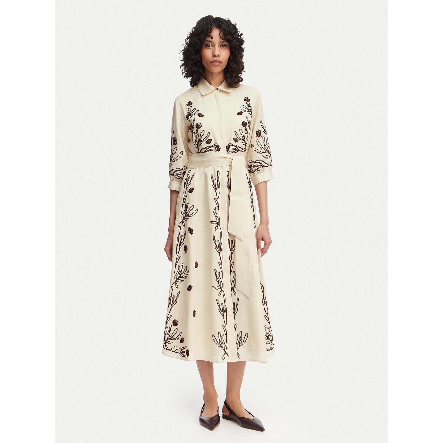 Marella Sukienka koszulowa Banda 2613221232 Beżowy Regular Fit