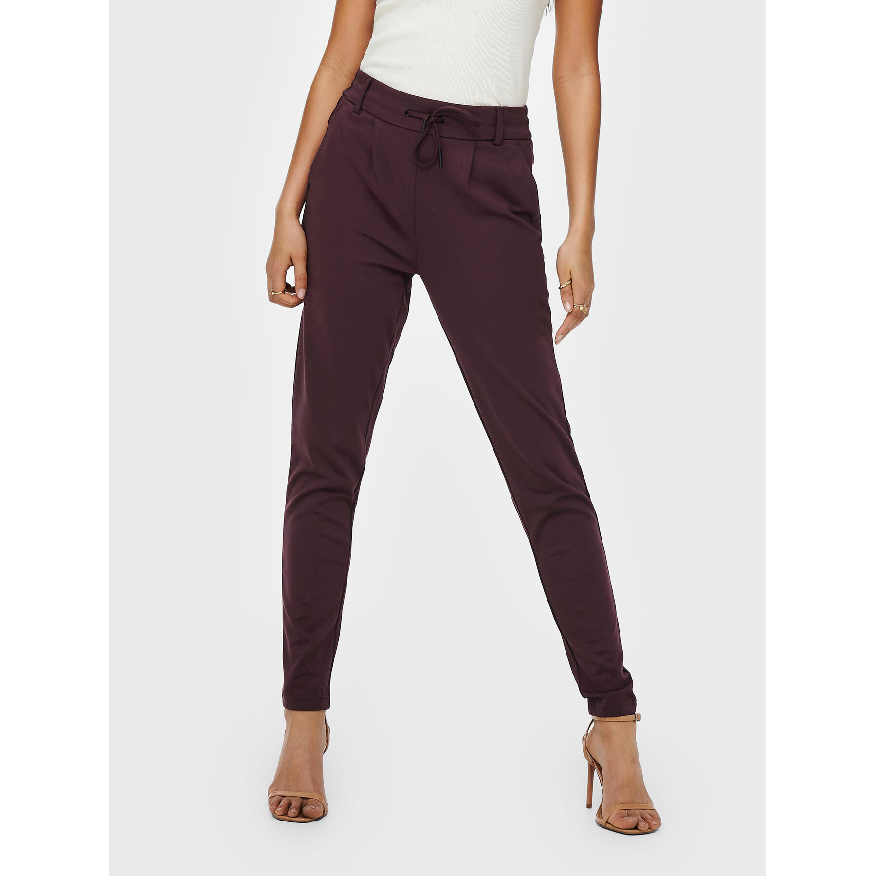 ONLY Spodnie materiałowe Poptrash 15115847 Bordowy Regular Fit