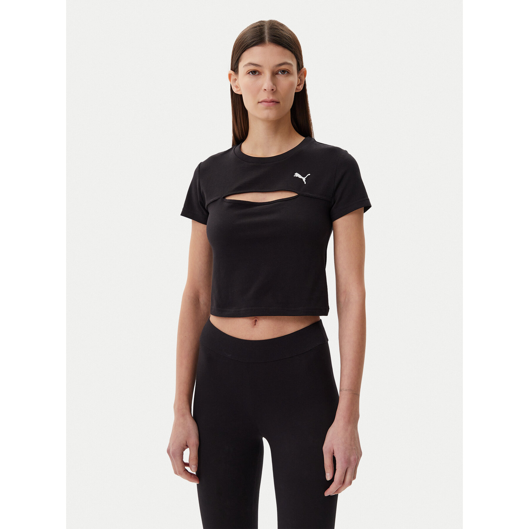 Puma T-Shirt Ess Cut-Out 631164 Czarny Slim Fit