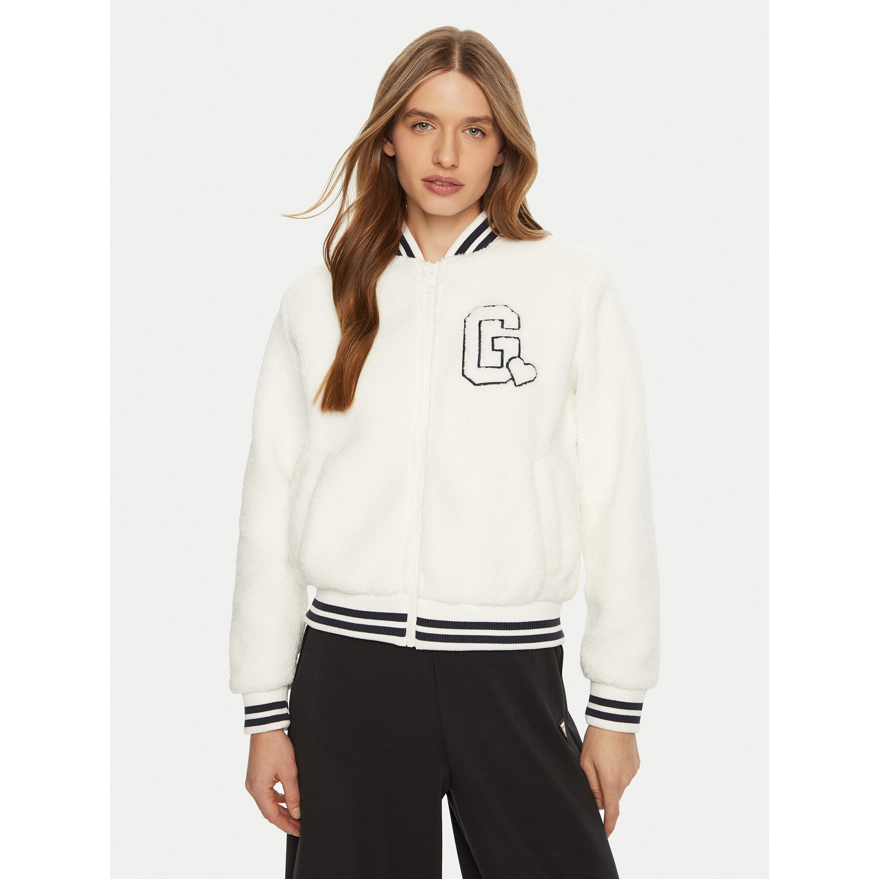 Guess Kurtka bomber V5RL06 KCPC2 Biały Regular Fit