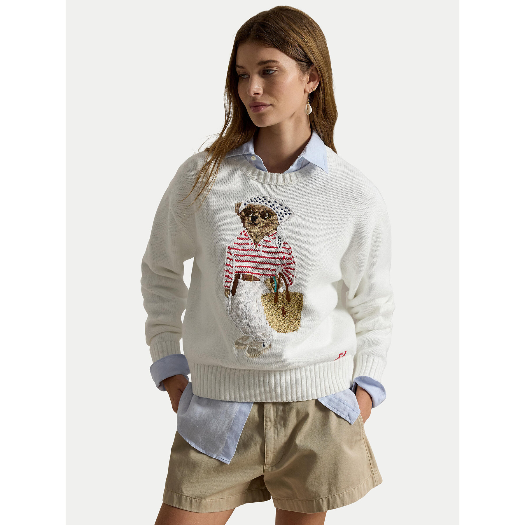 Polo Ralph Lauren Sweter 211A12723001 Biały Relaxed Fit