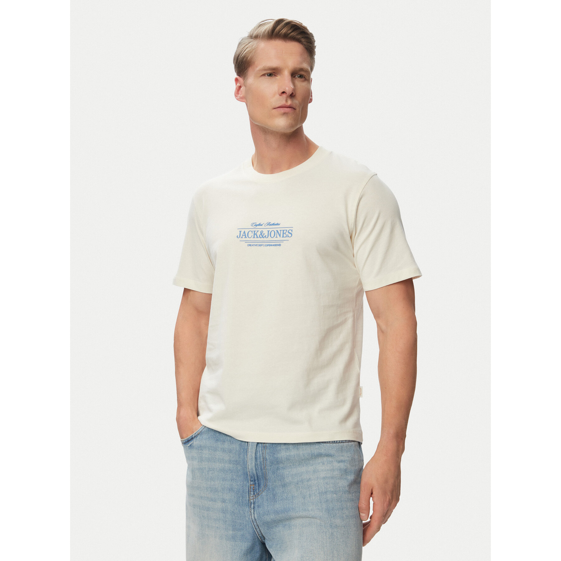 Jack & Jones T-Shirt Cassis 12295049 Kremowy Regular Fit