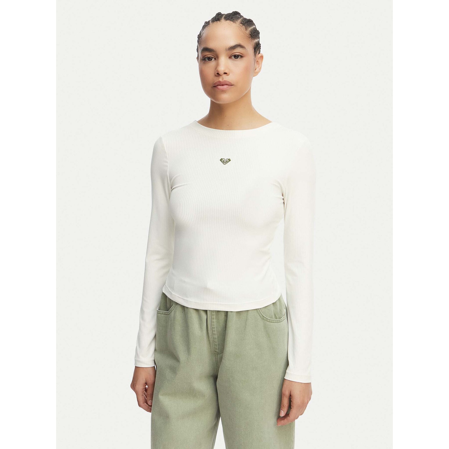 Roxy Longsleeve ERJKT04364 Biały Slim Fit