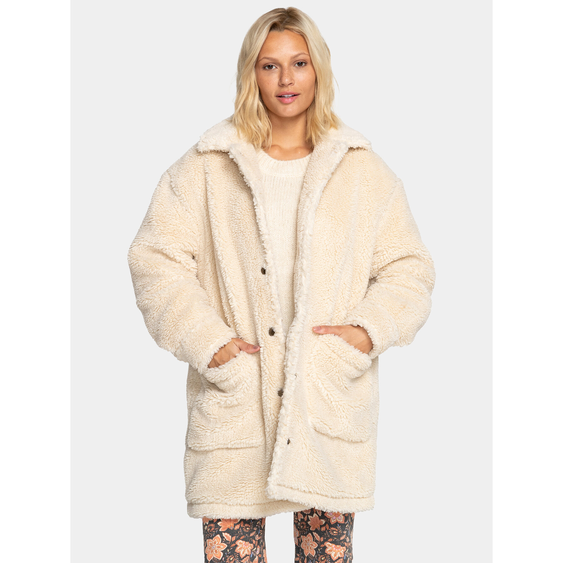 Billabong Kożuch sztuczny Night Ride Jckt EBJJK00133 Kremowy Regular Fit