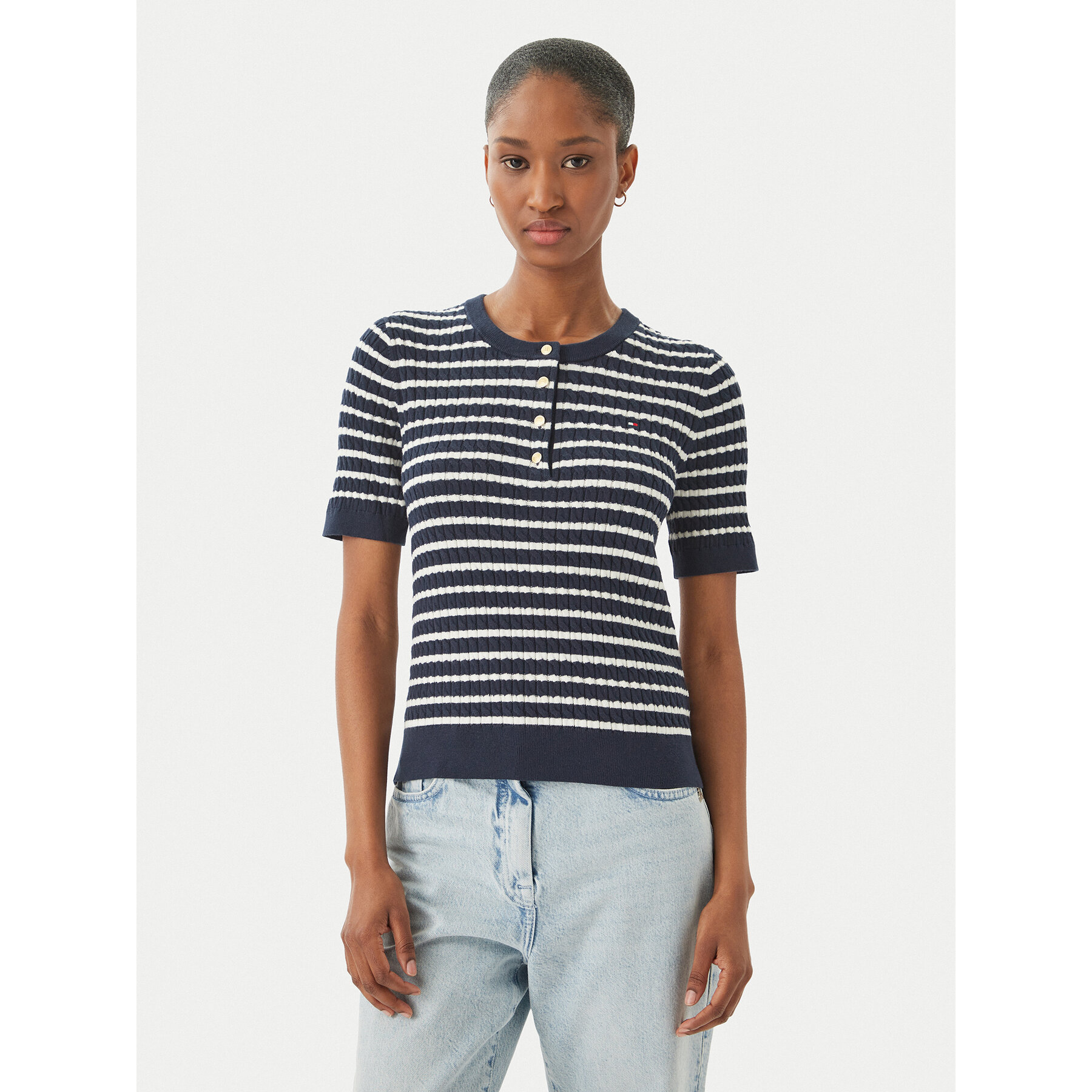 Tommy Hilfiger Polo WW0WW49613 Granatowy Slim Fit