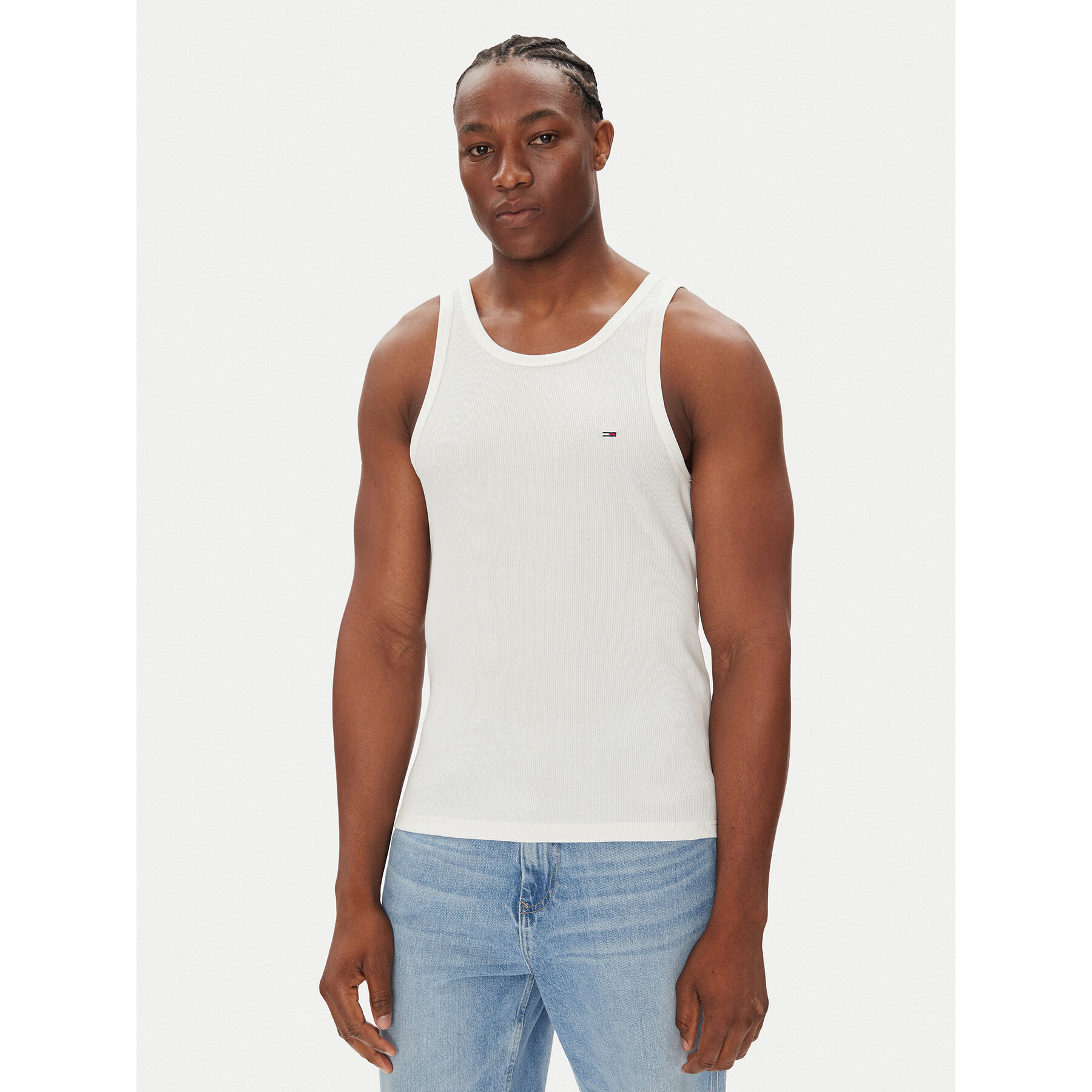 Tommy Jeans Tank top Classic Flag DM0DM21927 Biały Slim Fit
