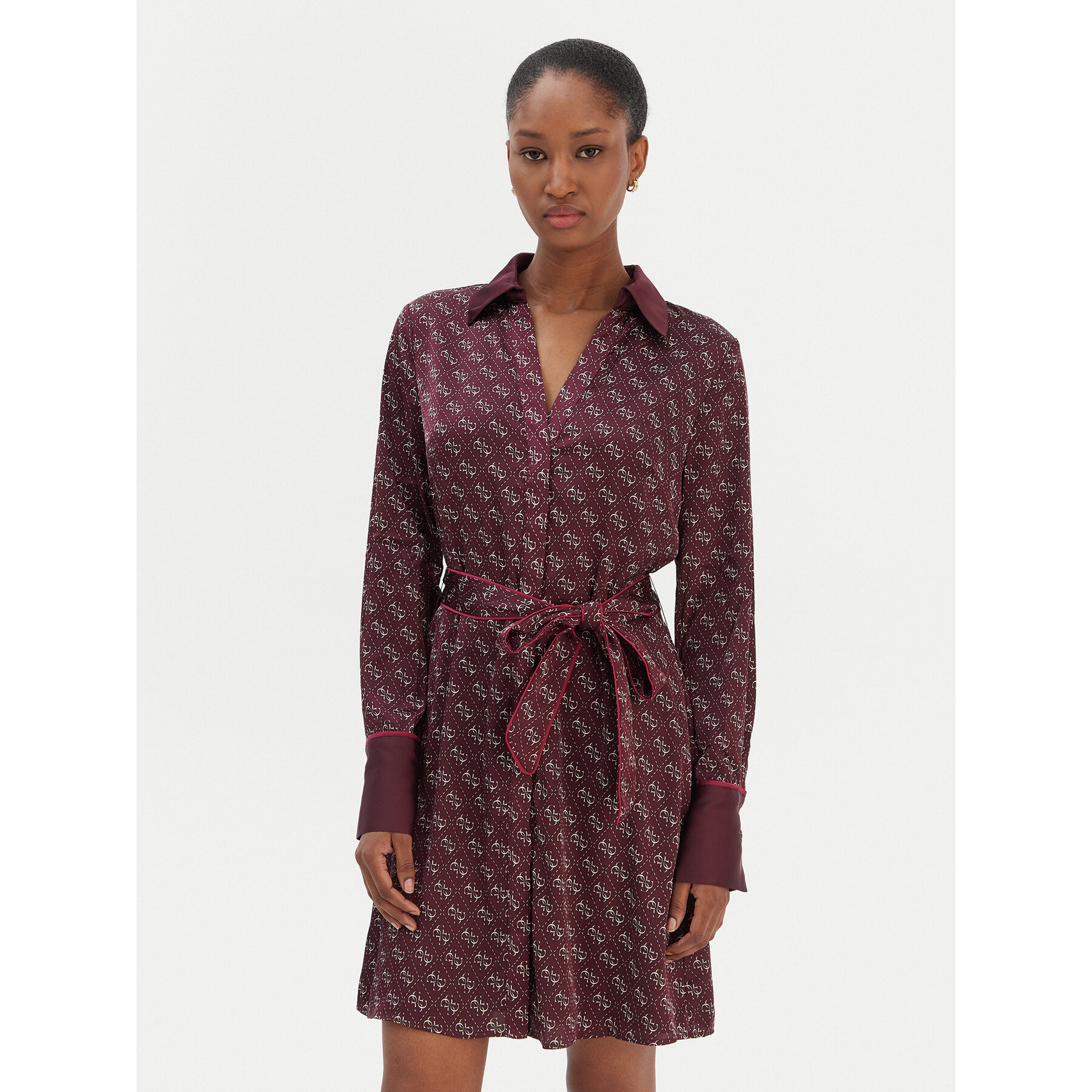 Guess Sukienka koszulowa W6RK90 WF1T2 Bordowy Regular Fit