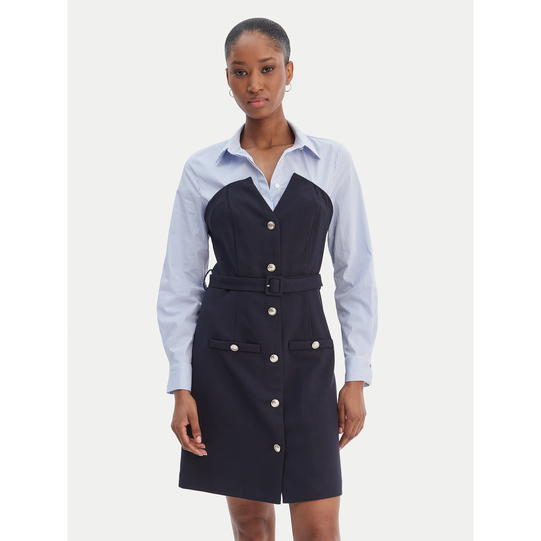 Morgan Sukienka koszulowa 261-RIVOL Granatowy Slim Fit
