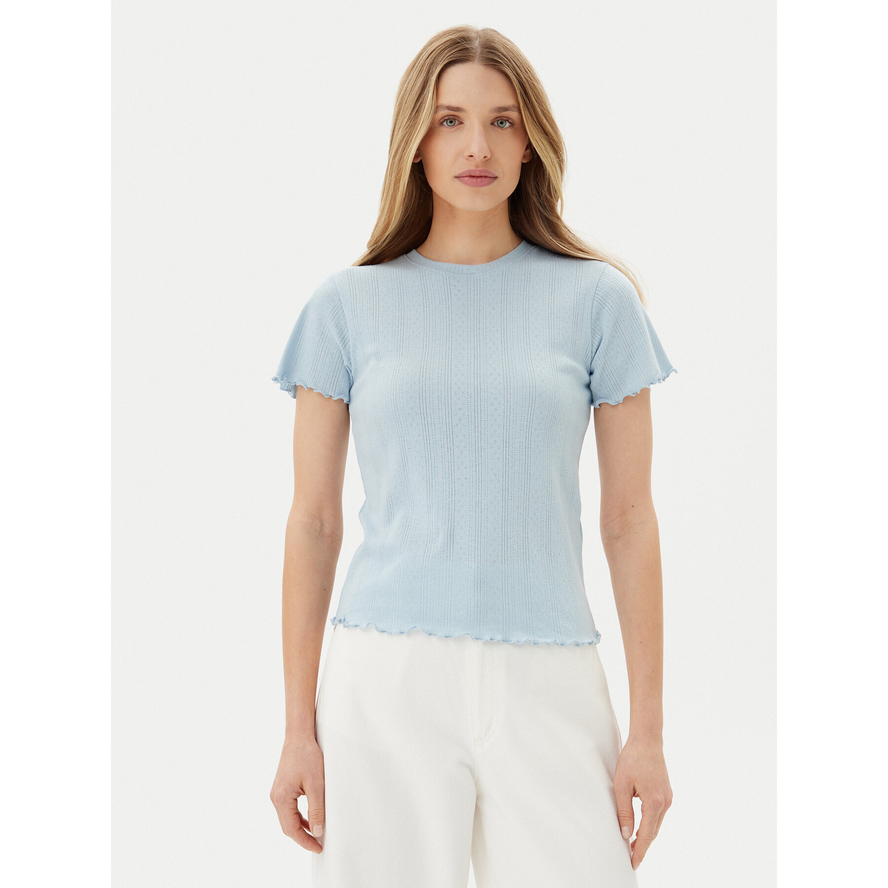 Pieces T-Shirt Fia 17155480 Błękitny Regular Fit