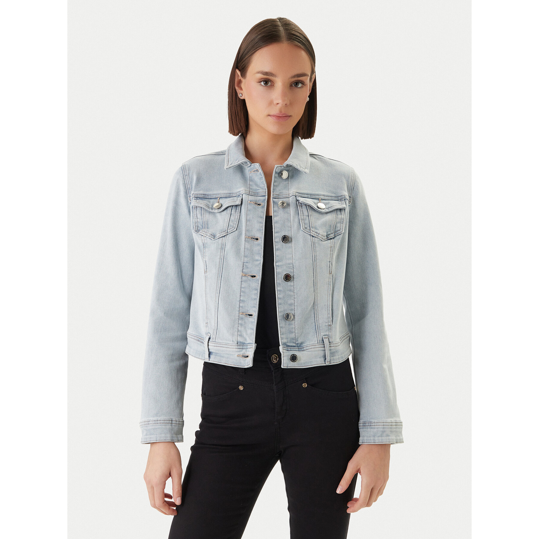 Morgan Kurtka jeansowa 231-VPOMI Niebieski Regular Fit