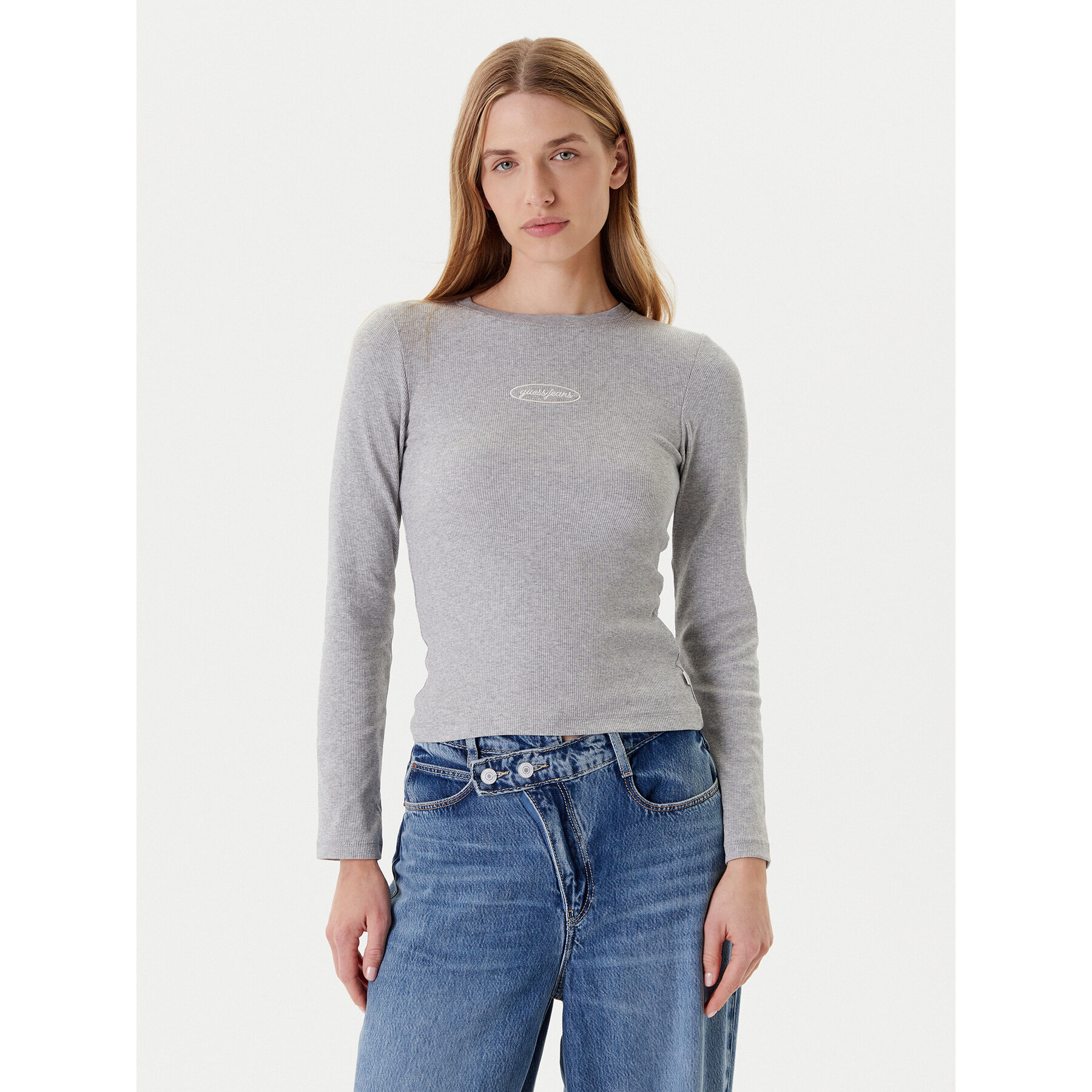 Guess Jeans Bluzka W5YP38 KA0H1 Szary Slim Fit