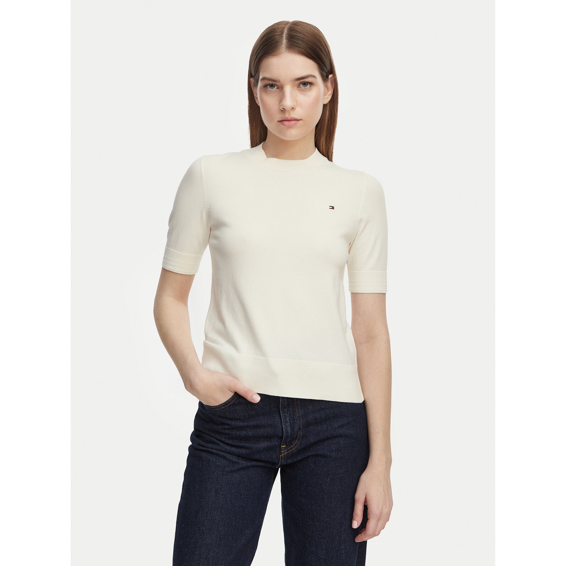 Tommy Hilfiger T-Shirt WW0WW49705 Żółty Slim Fit