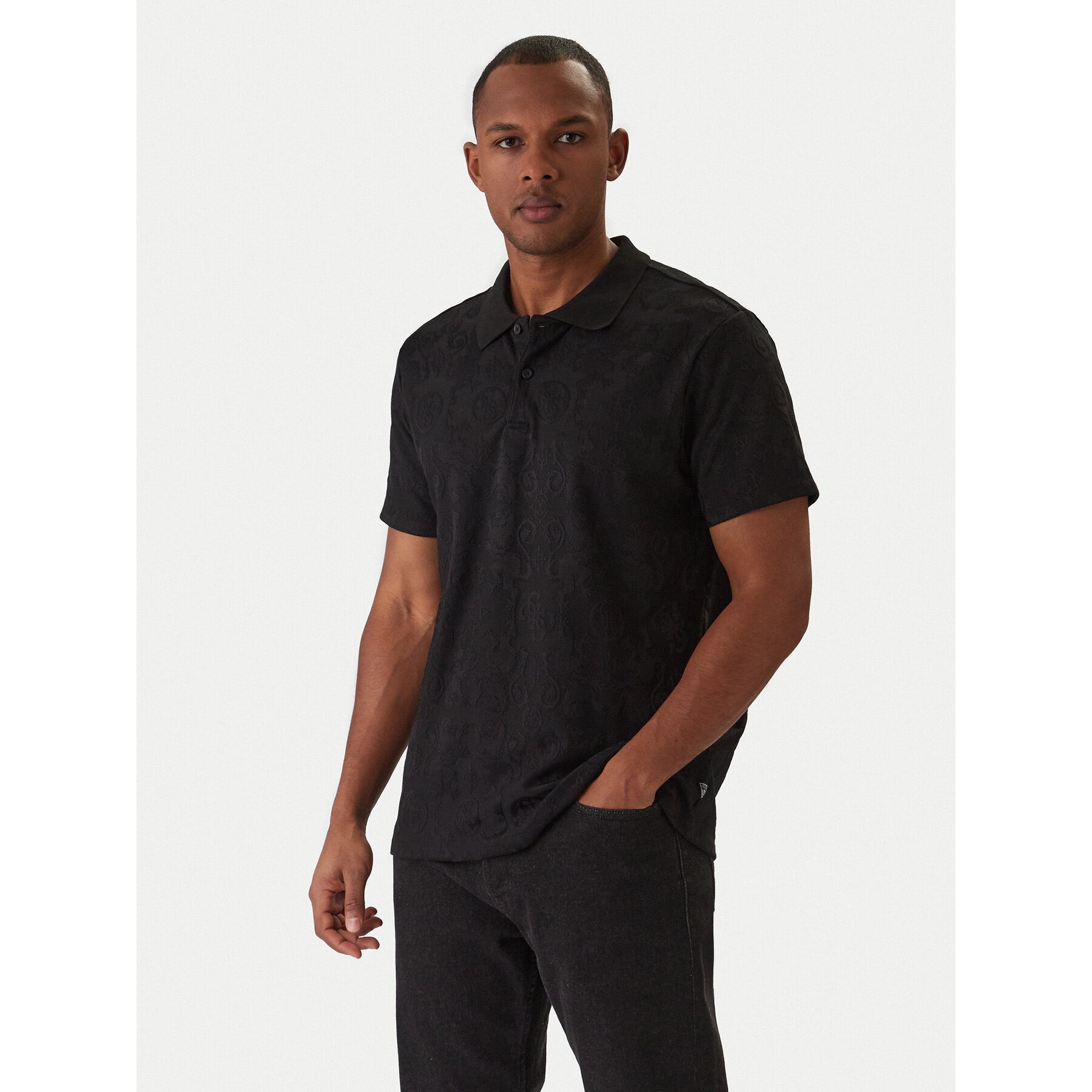 Guess Polo M6RP25 KCFE2 Czarny Regular Fit