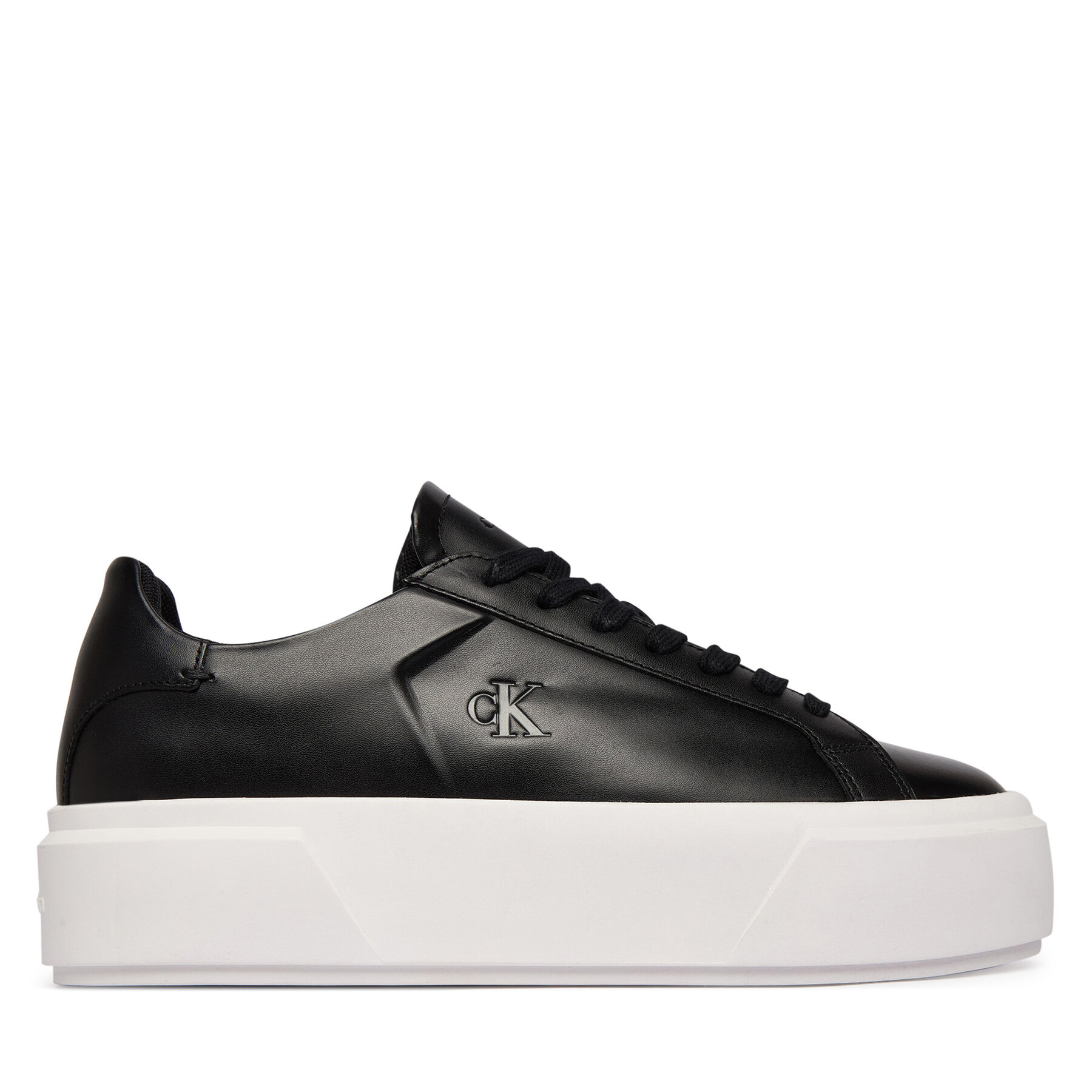 Calvin Klein Sneakersy Flatform Lace Up Lth YW0YW01928 Czarny
