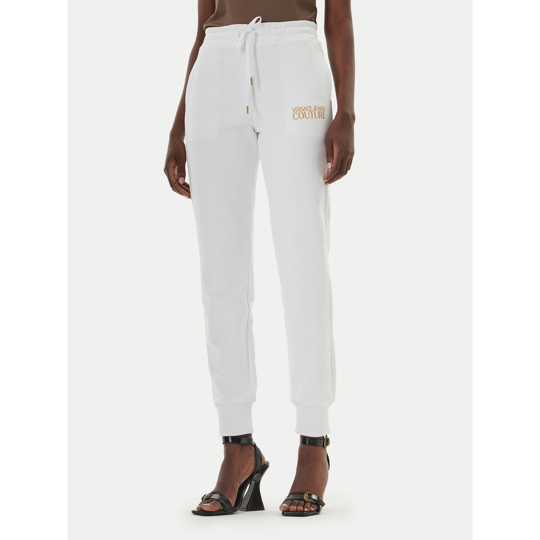 Versace Jeans Spodnie dresowe 80HAAT01 Biały Regular Fit