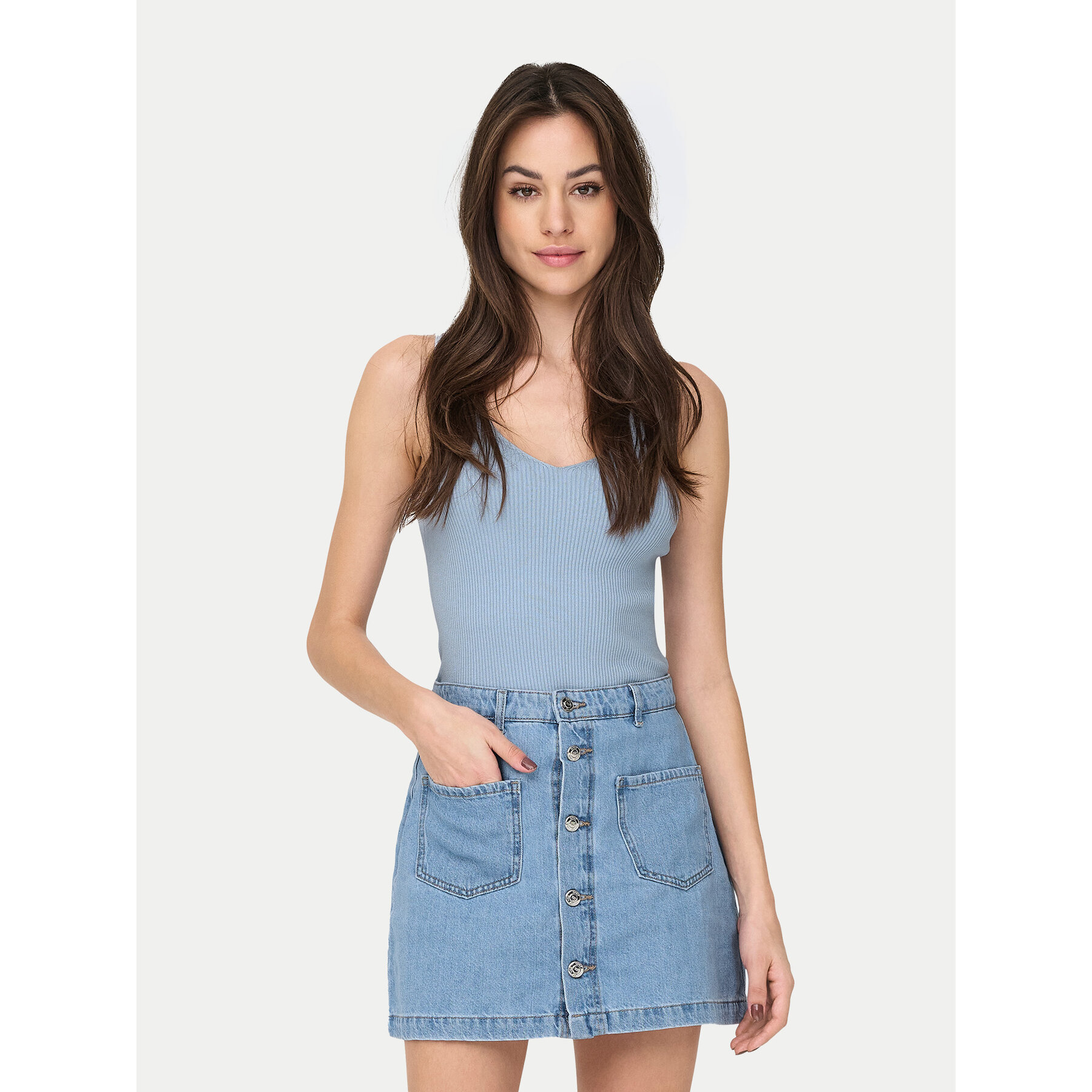 JDY Top Nanna 15180497 Błękitny Slim Fit
