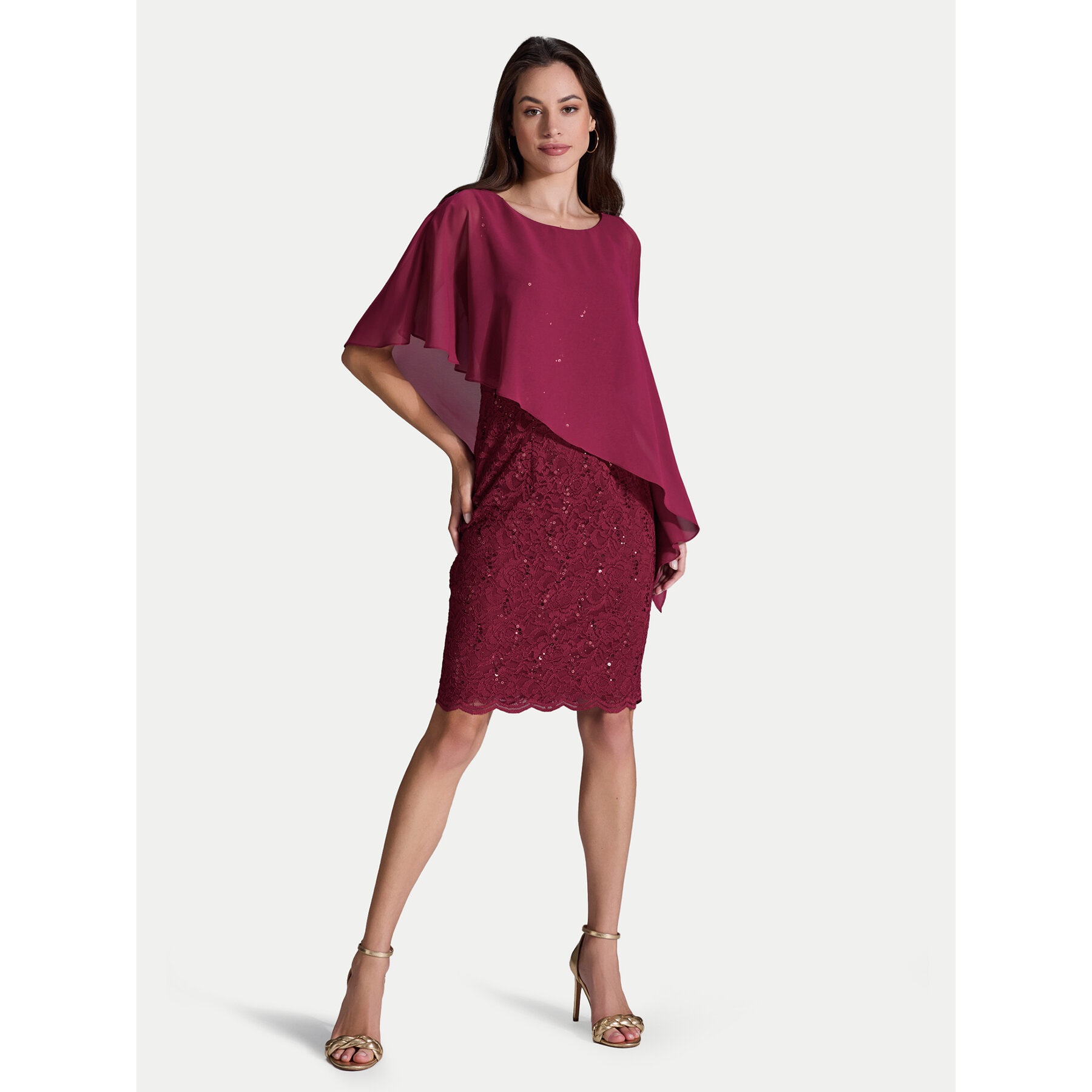 Swing Sukienka koktajlowa 77760410 Bordowy Regular Fit