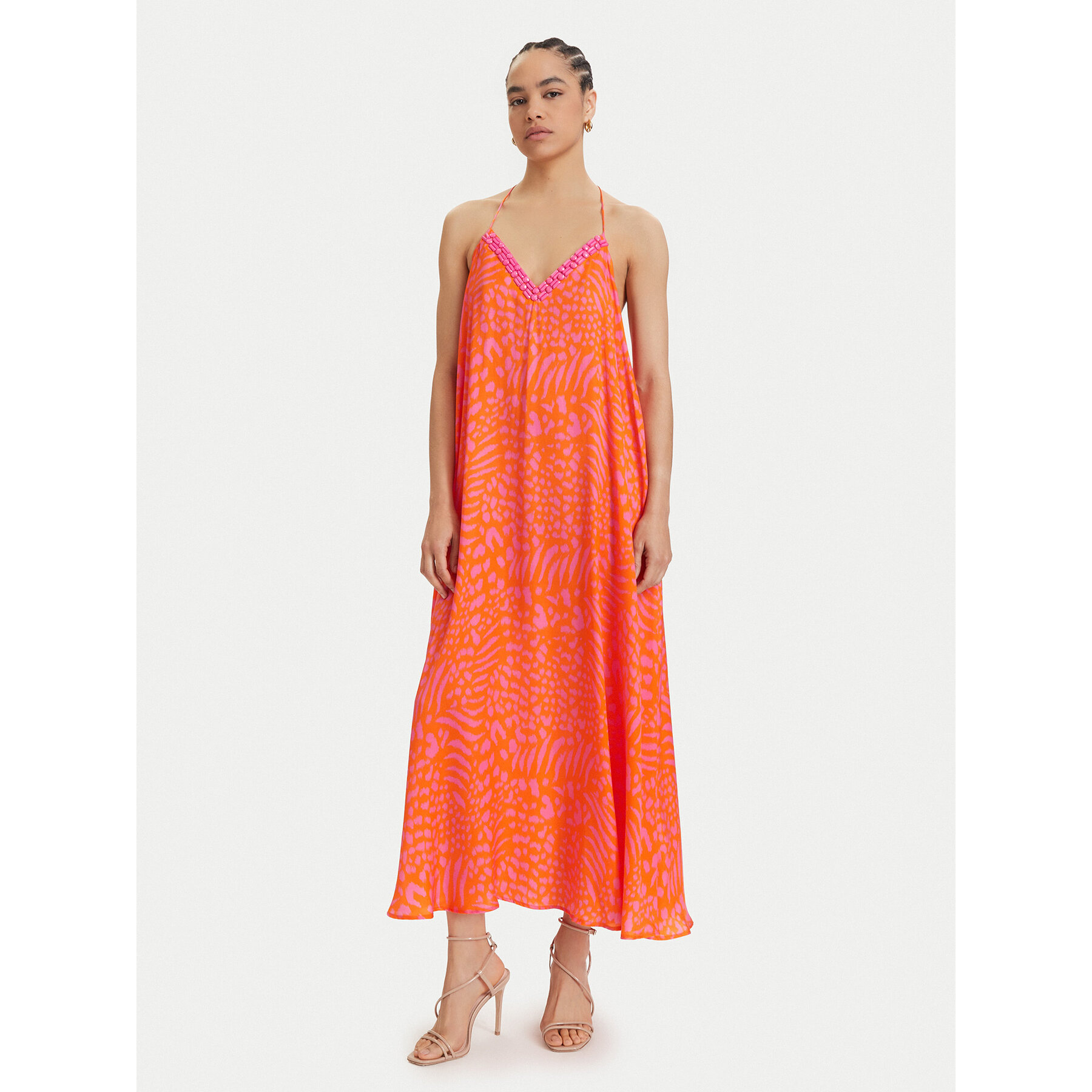 LOLA CASADEMUNT Sukienka letnia LS2616030 Pomarańczowy Regular Fit