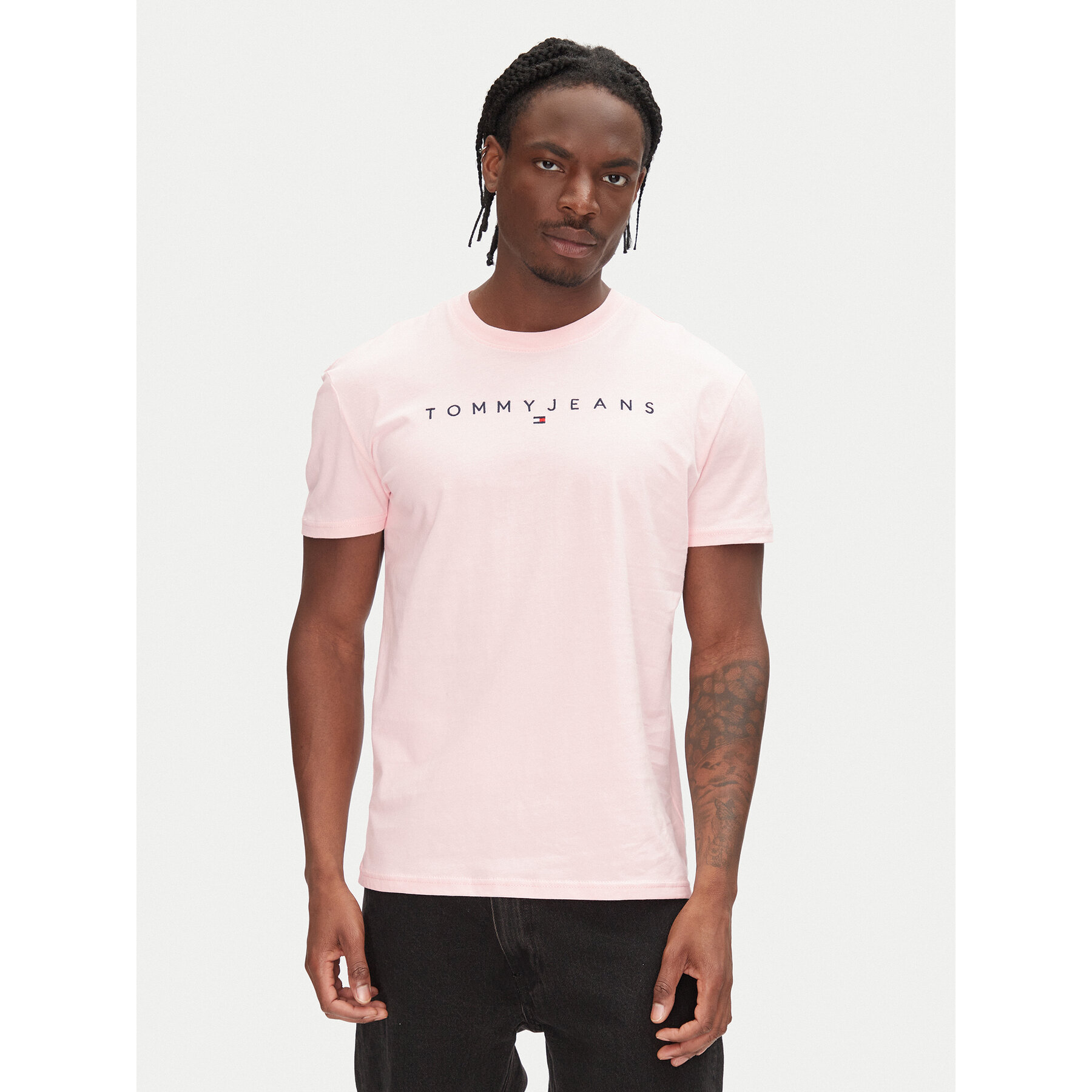 Tommy Jeans T-Shirt Linear Logo DM0DM20744 Różowy Regular Fit